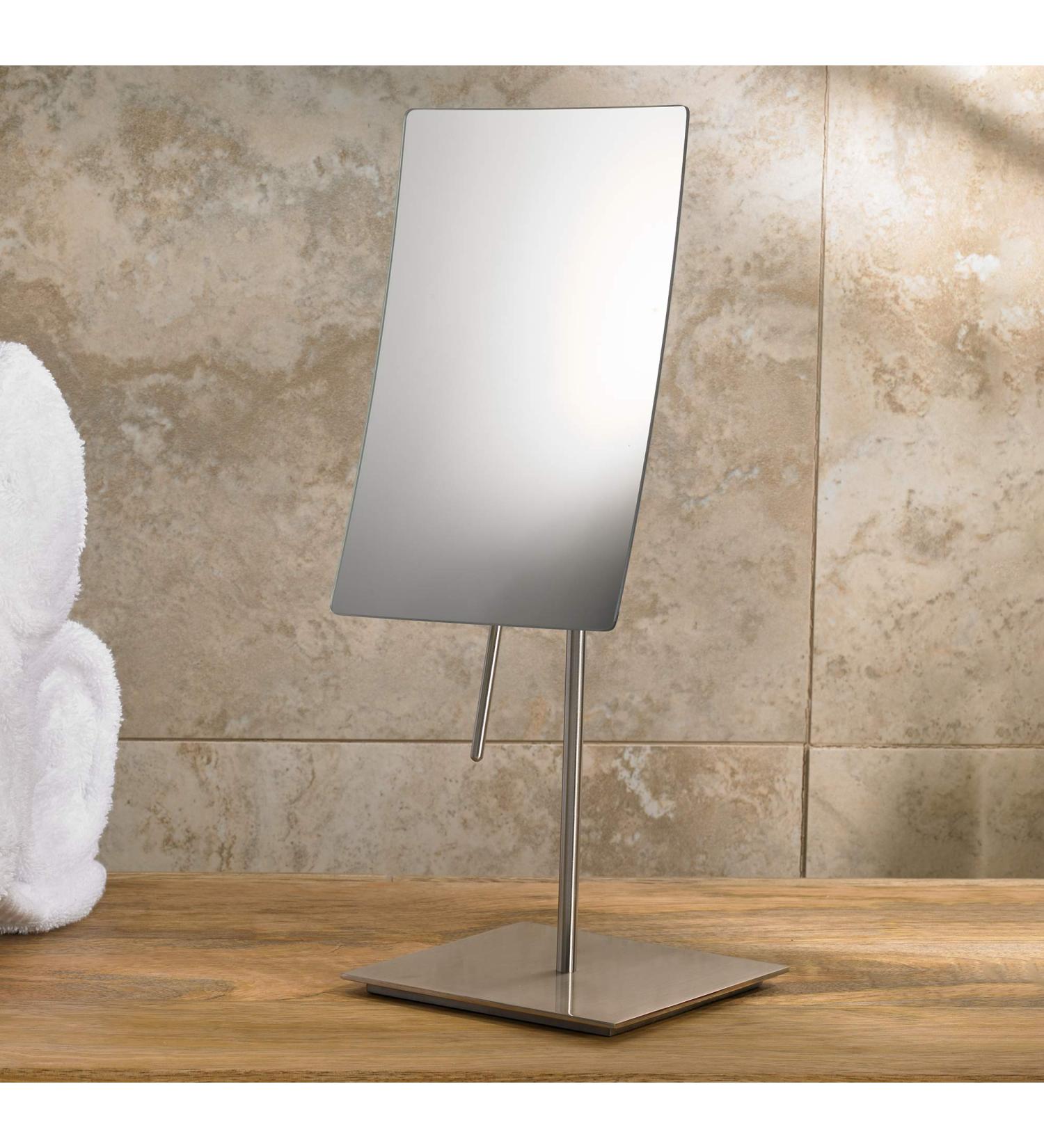 Marriott Minimalist Table-Top Vanity Mirror with 3X Magnification in Brushed Nickel Finish - Buy Online on GoSupps.com
