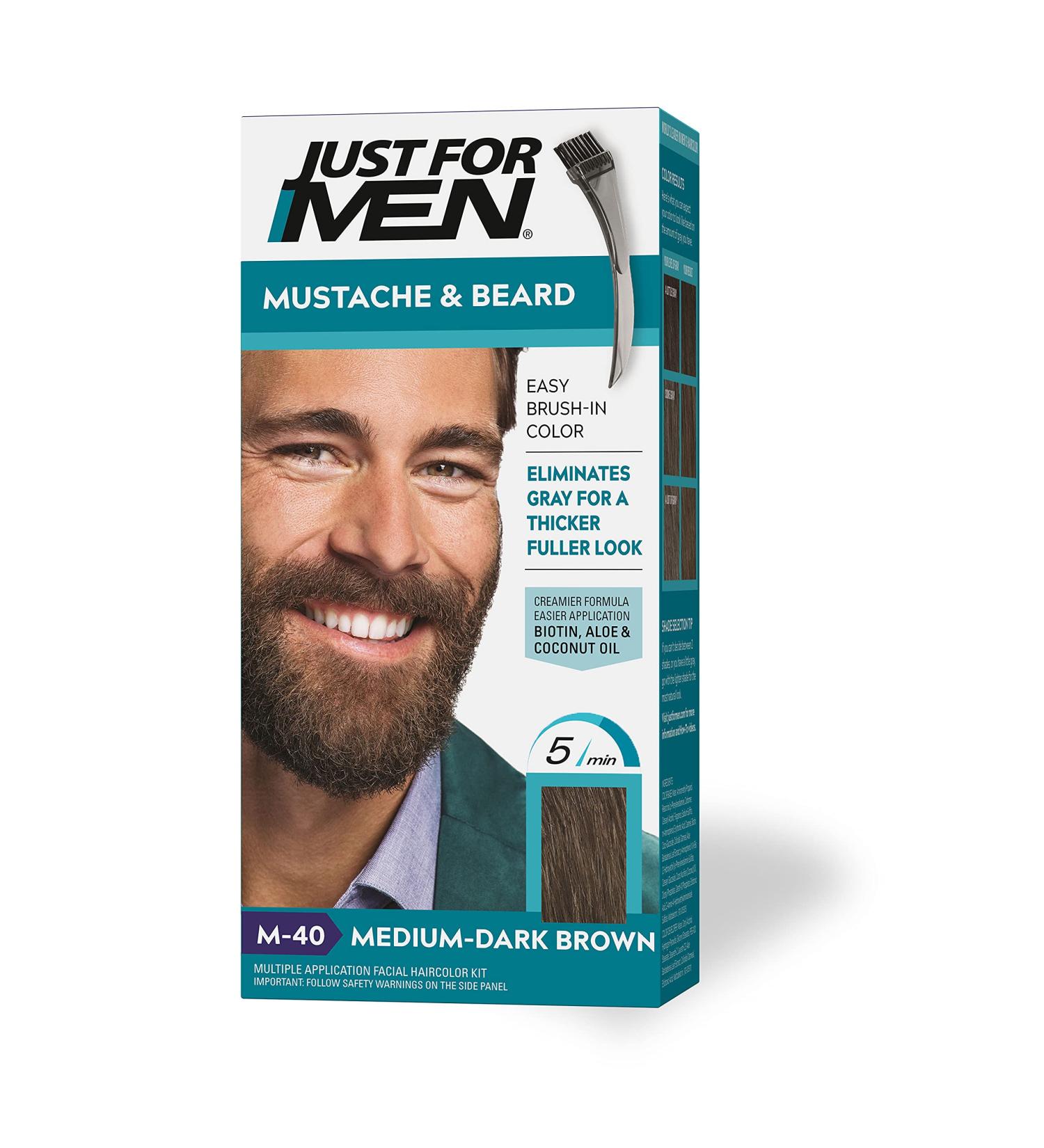 Just for Men Mustache & Beard Color Gel - Medium-Dark Brown M-40 | 2x0.5oz - Buy Online on GoSupps.com