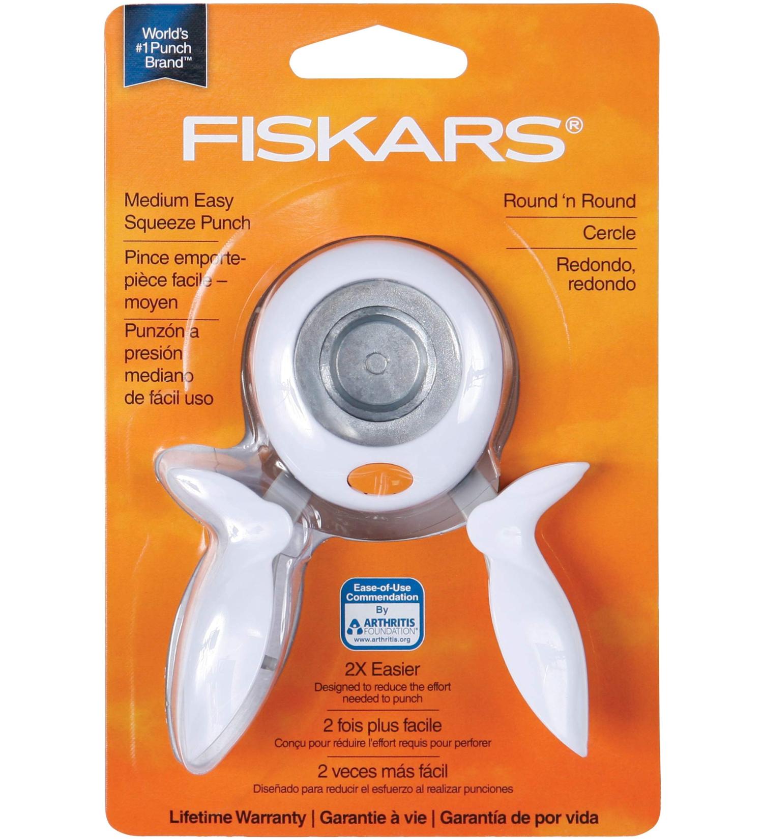 Fiskars 1 Inch Circle Squeeze Punch - White/Navy Blue - Buy Online on GoSupps.com