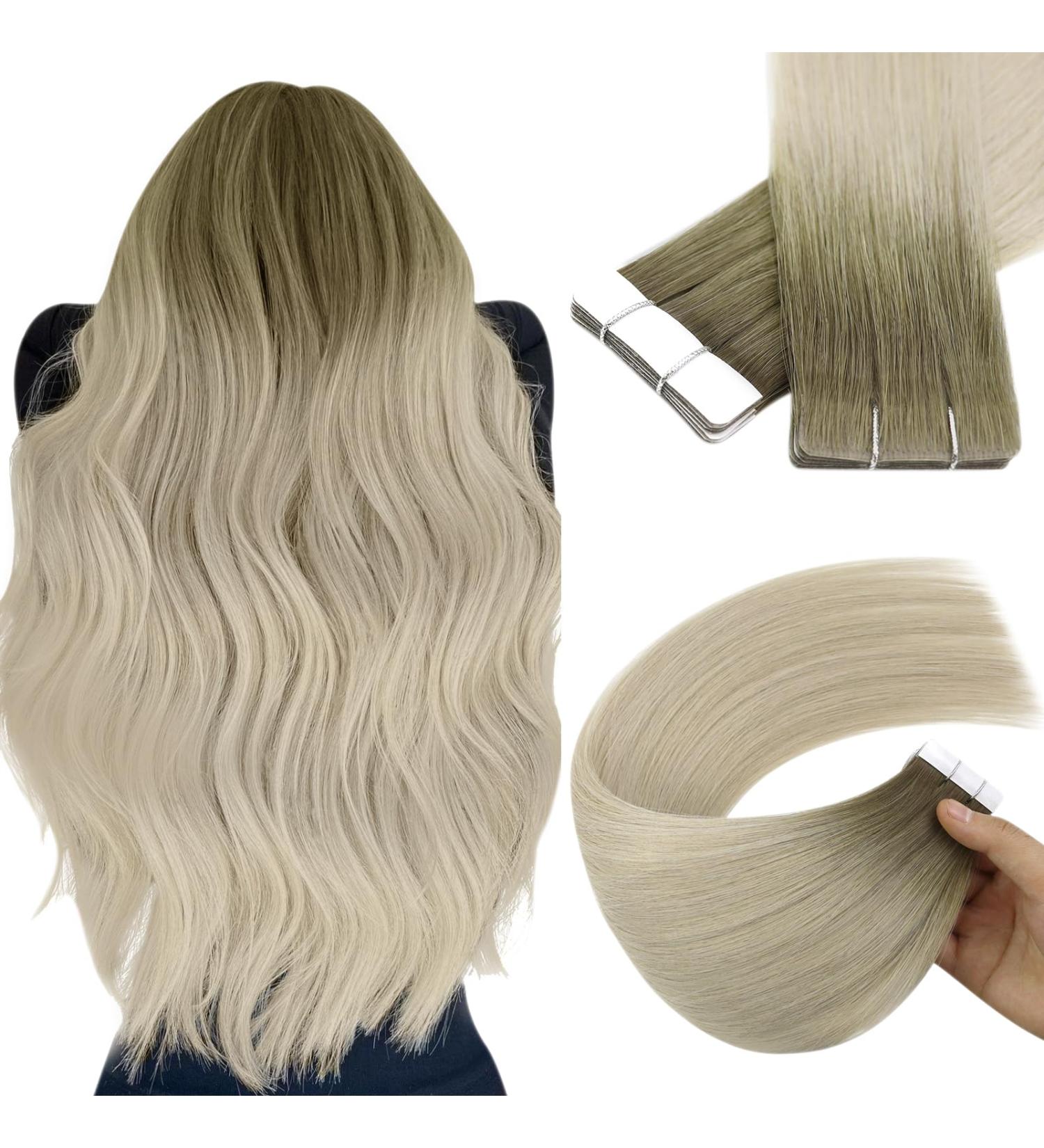 Youngsee Virgin Tape Extensions | Real Hair Balayage 45cm | Invisible Light Brown Ombre Blond | 5pcs 12.5g #9a/10/800 - Buy Online on GoSupps.com
