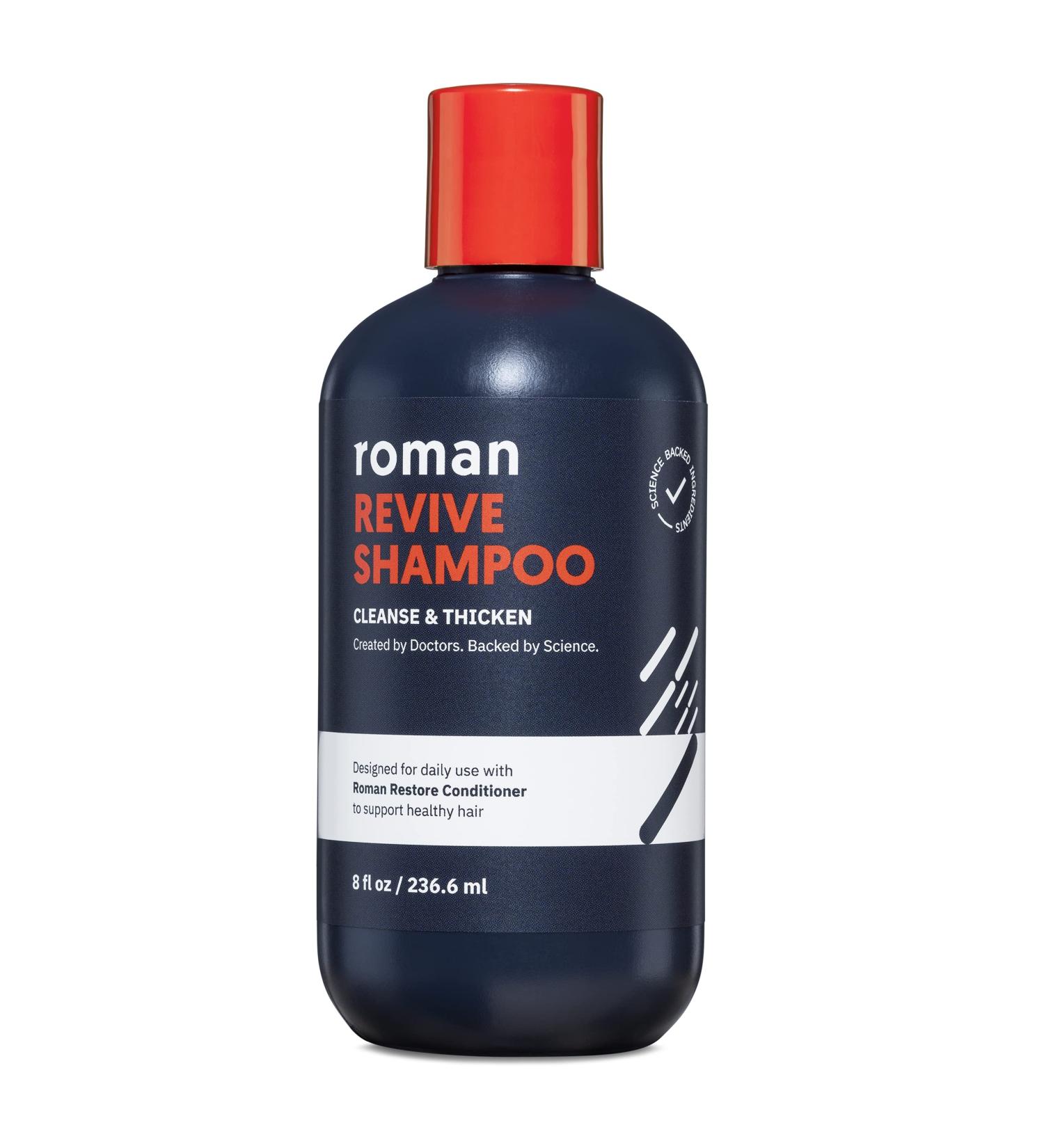 Roman Men's Revive Shampoo | Peppermint Infused for Thicker-Looking Hair | Saw Palmetto, Pumpkin Seed Oil, and Caffeine Formula | Sulfate, Paraben, and Phthalate-Free | 8 fl oz - Buy Online on GoSupps.com