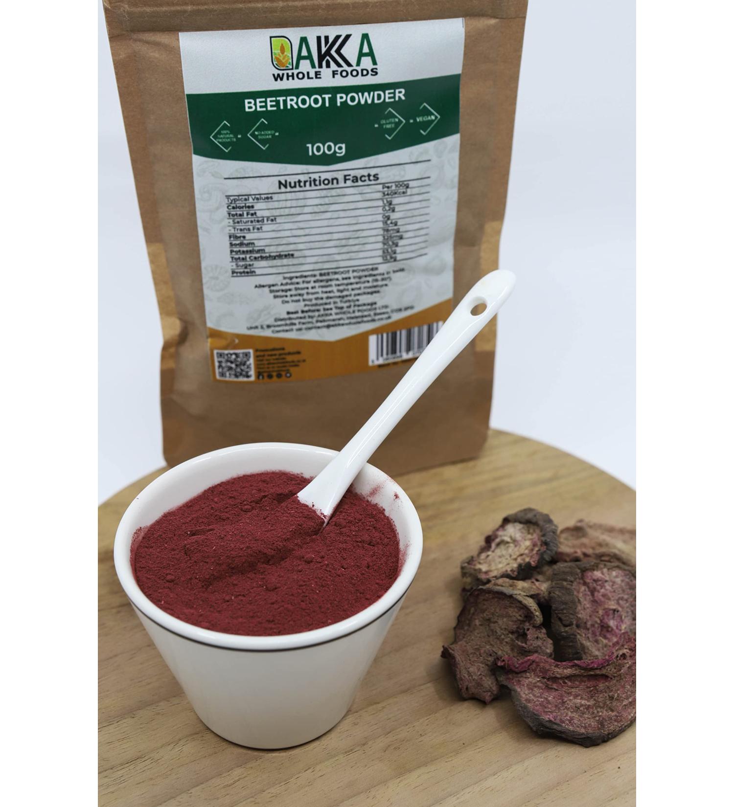 AKKA Whole Foods | Premium Oven Dried Red Beetroot Powder | Vegan Friendly | Natural Healthy Snack | No Added Sugar | 250g Pack - Buy Online on GoSupps.com