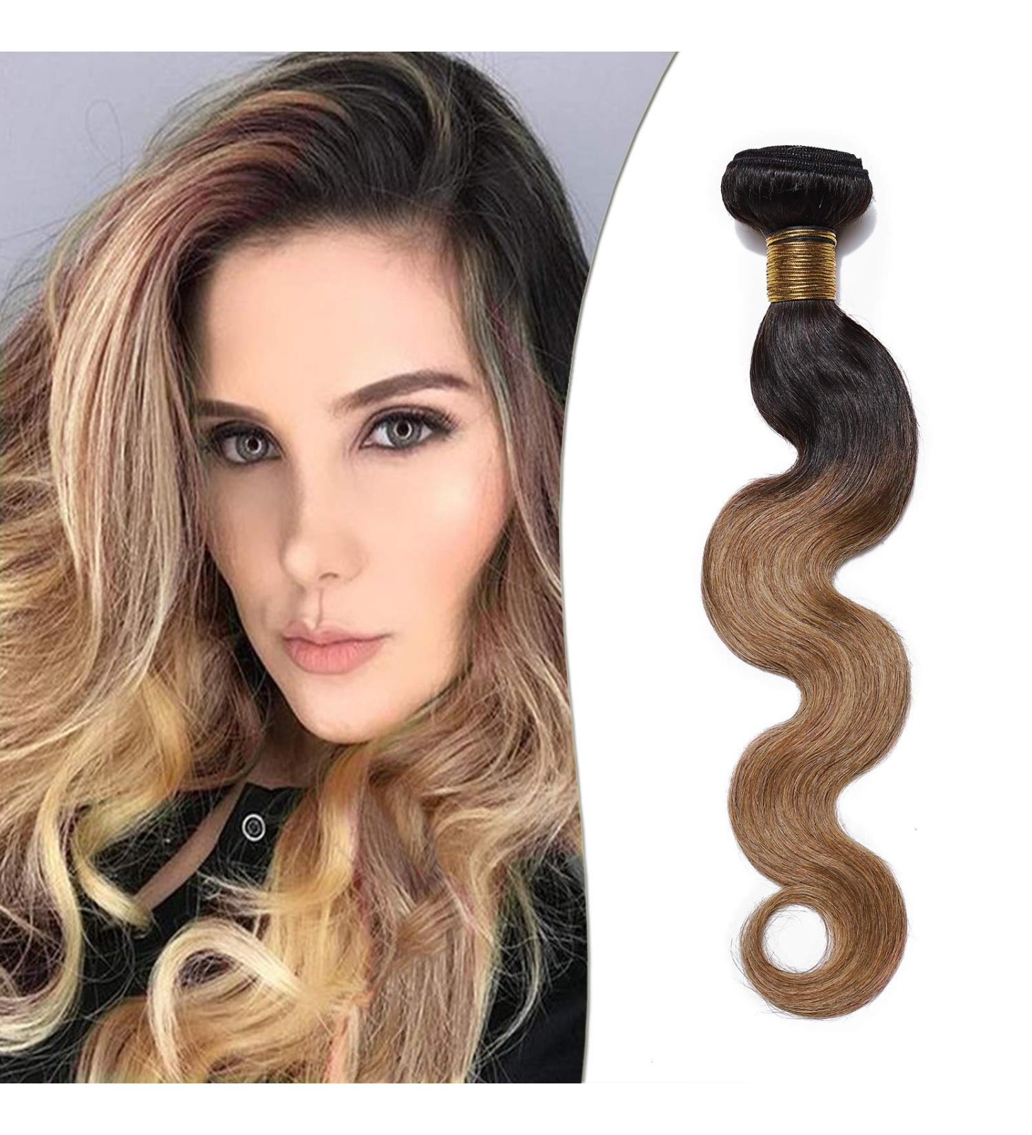 Buy Sego Brazilian Human Hair Bundles - 100% Virgin Body Wave Extensions - Unprocessed Natural Black & Honey Blonde - 18 Inch - Buy Online on GoSupps.com