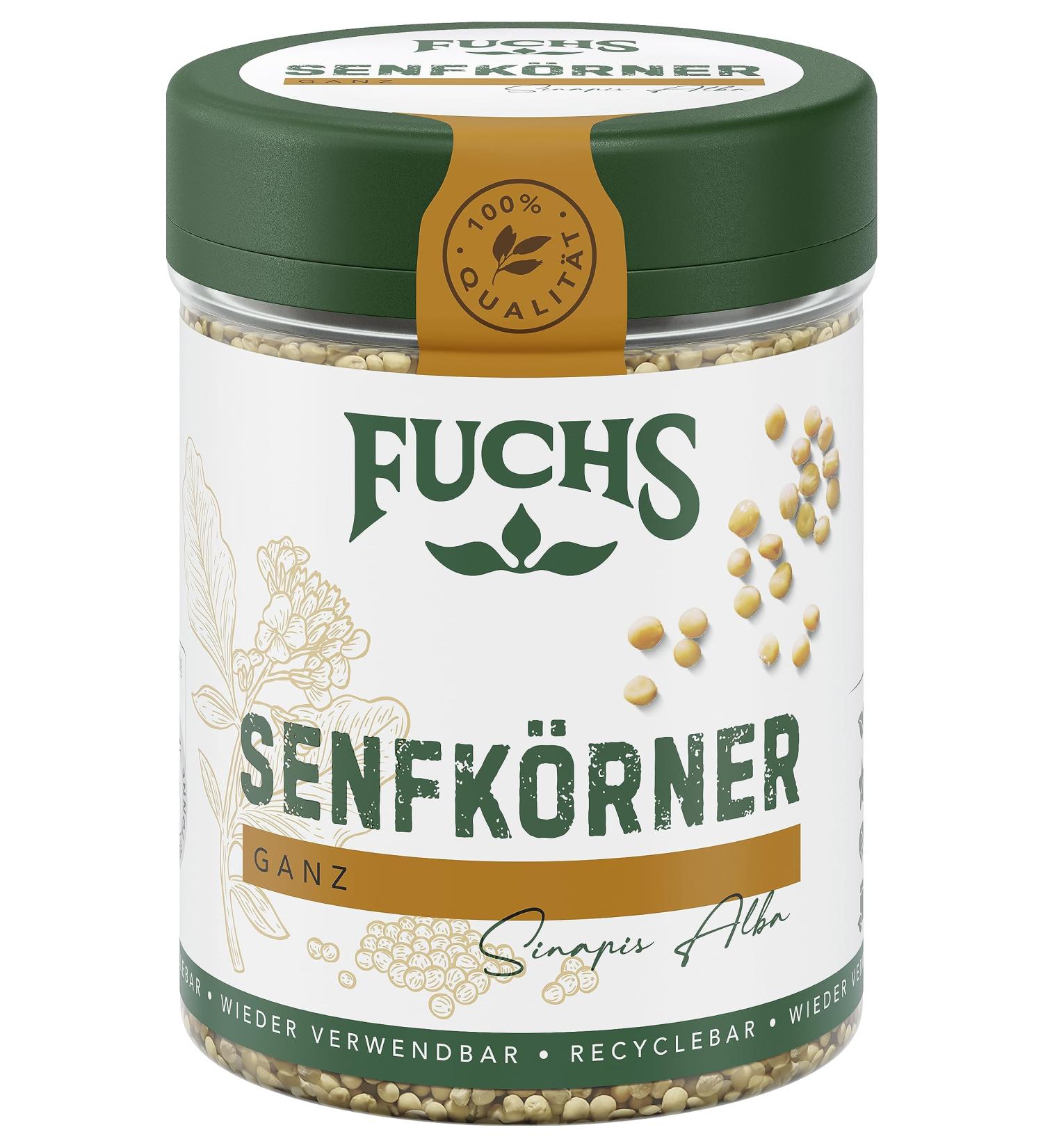 Fuchs Mustard Grains - Natural Spice for Pickling & Rubs - 70g Reusable Can - International Shipping - Buy Online on GoSupps.com