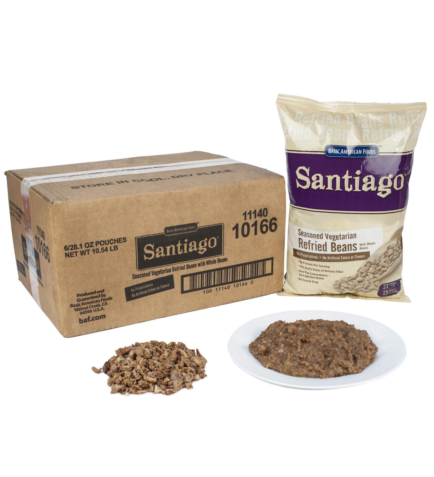 Santiago Season Vegetarian Refried Pinto Beans - 28.1 oz. pouch, 6 pouches per case