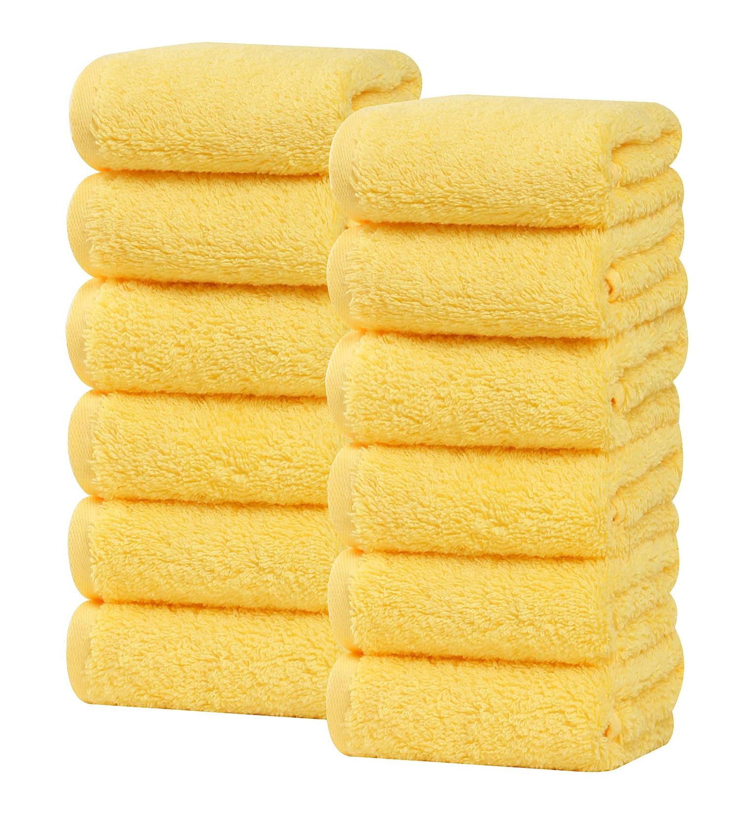 SEMAXE 12-Pack Yellow Cotton Washcloths Set - Soft & Absorbent Face Towels for Hotel, Spa, Bathroom - Fingertip Towels - Buy Online on GoSupps.com