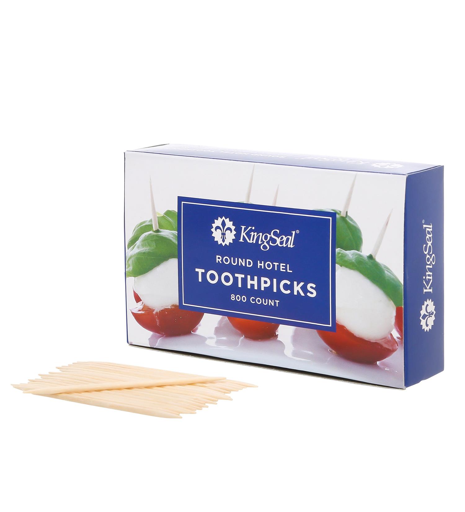 KingSeal Natural Bamboo Round Hotel Toothpicks - 9600 Count (12 Boxes of 800) - 2.5 inch Unflavored - Buy Online on GoSupps.com