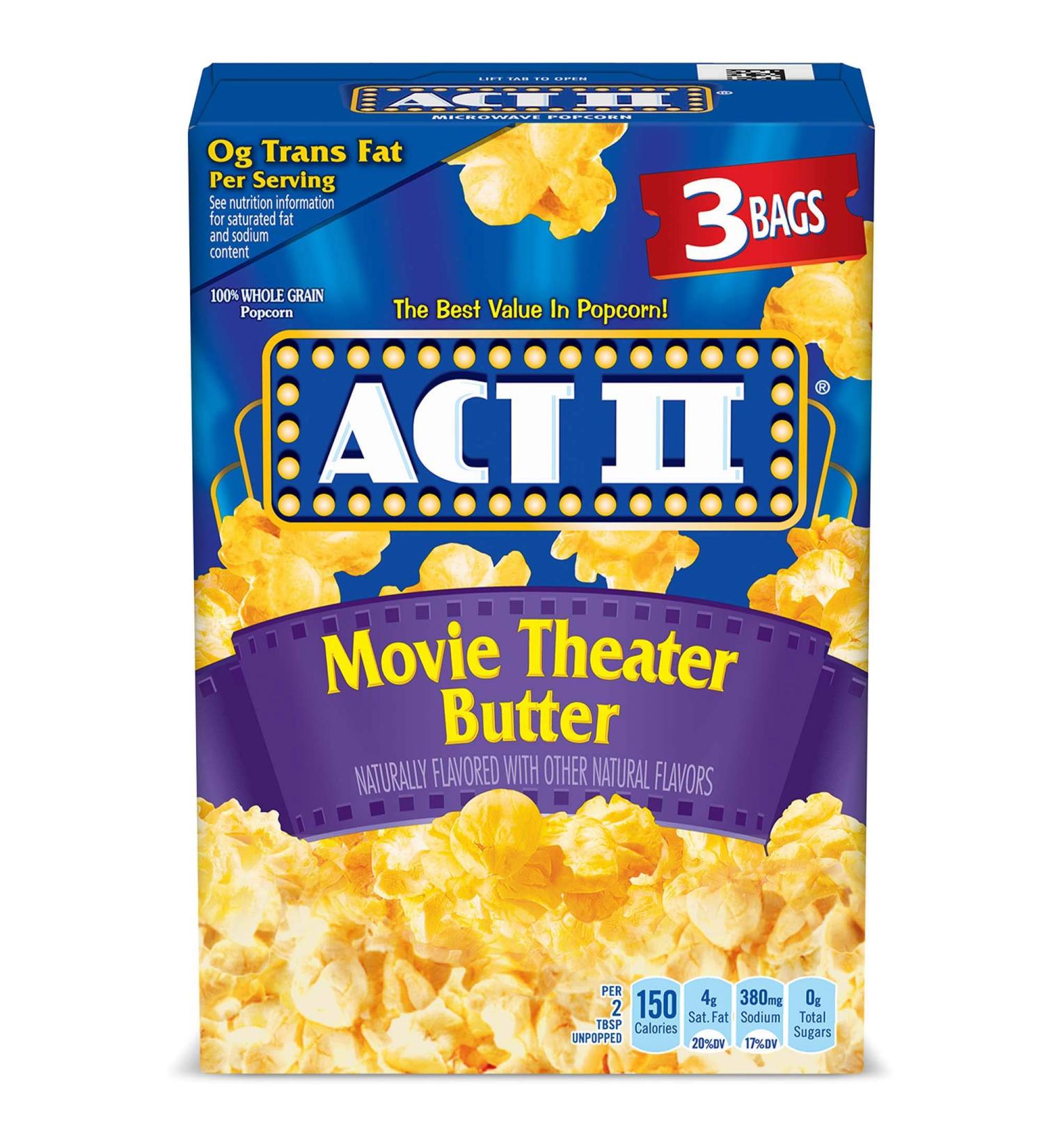 ACT II Movie Theater Butter Popcorn 3 ct 2.75 oz Bags - Delicious Microwave Snack - Buy Online on GoSupps.com