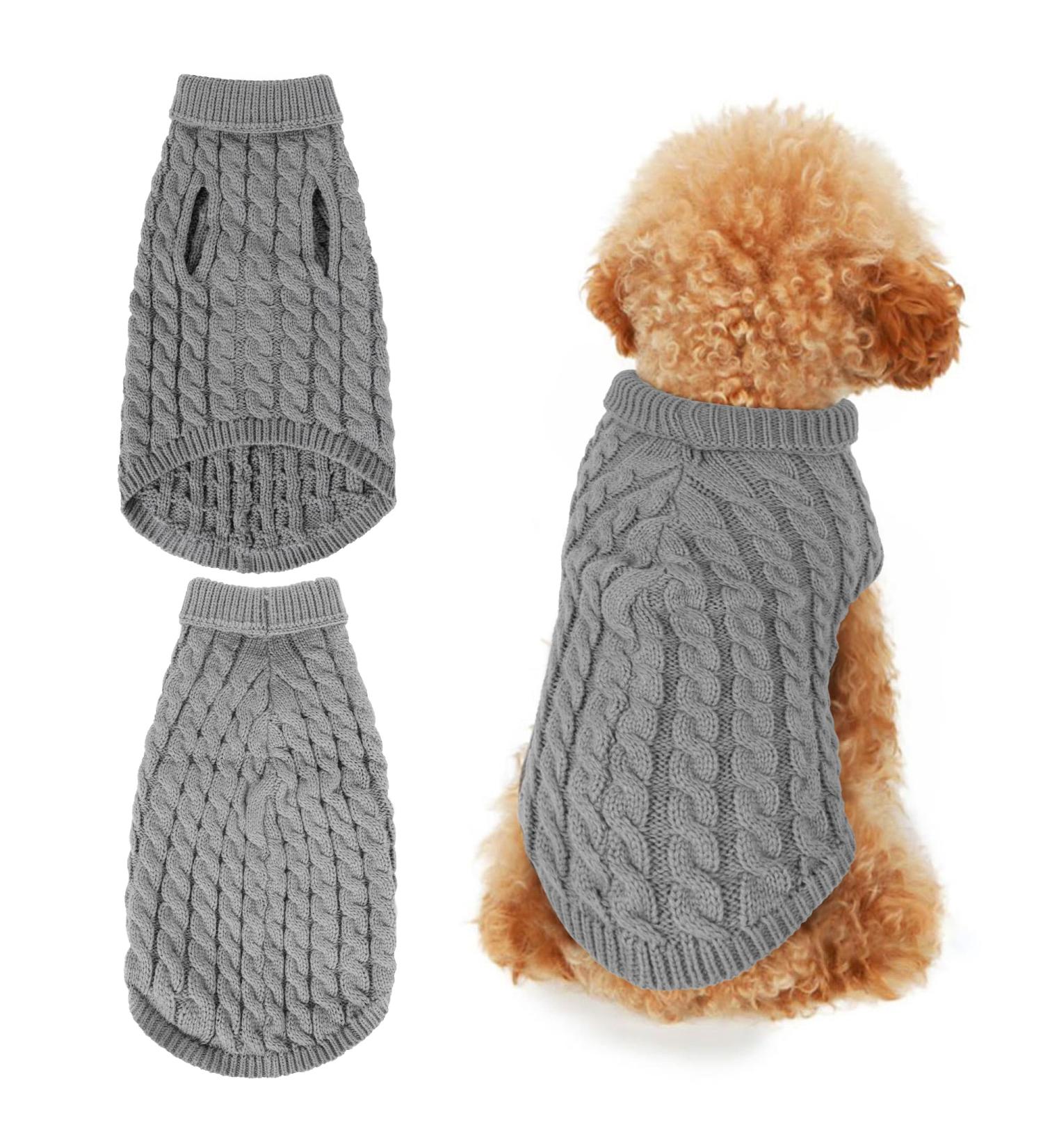 Moorle Cozy Turtleneck Dog Sweater - Winter Knitting for Small & Medium Dogs and Cats - Warm Wool Pet Clothing in Gray - Buy Online on GoSupps.com