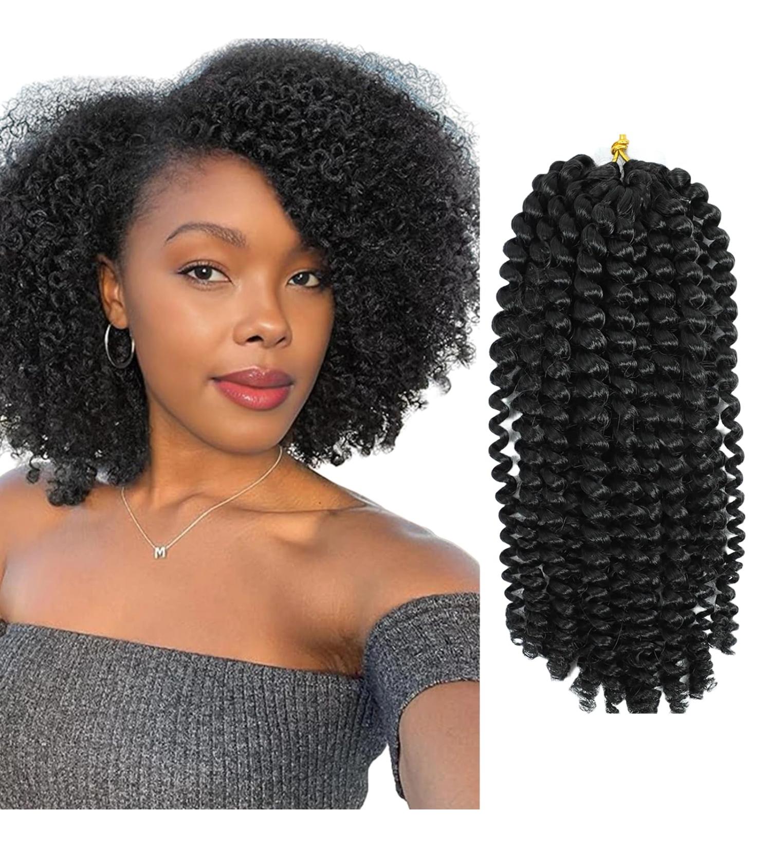 Kinky curly Crochet Hair 14 Inch Faux Locks Marlybob Crochet Hair twist For Women Short Curly Crochet Braids Hair Extension Jerry Curly Twist Hair Extensions Black 14inch/35cm 1B - Buy Online on GoSupps.com