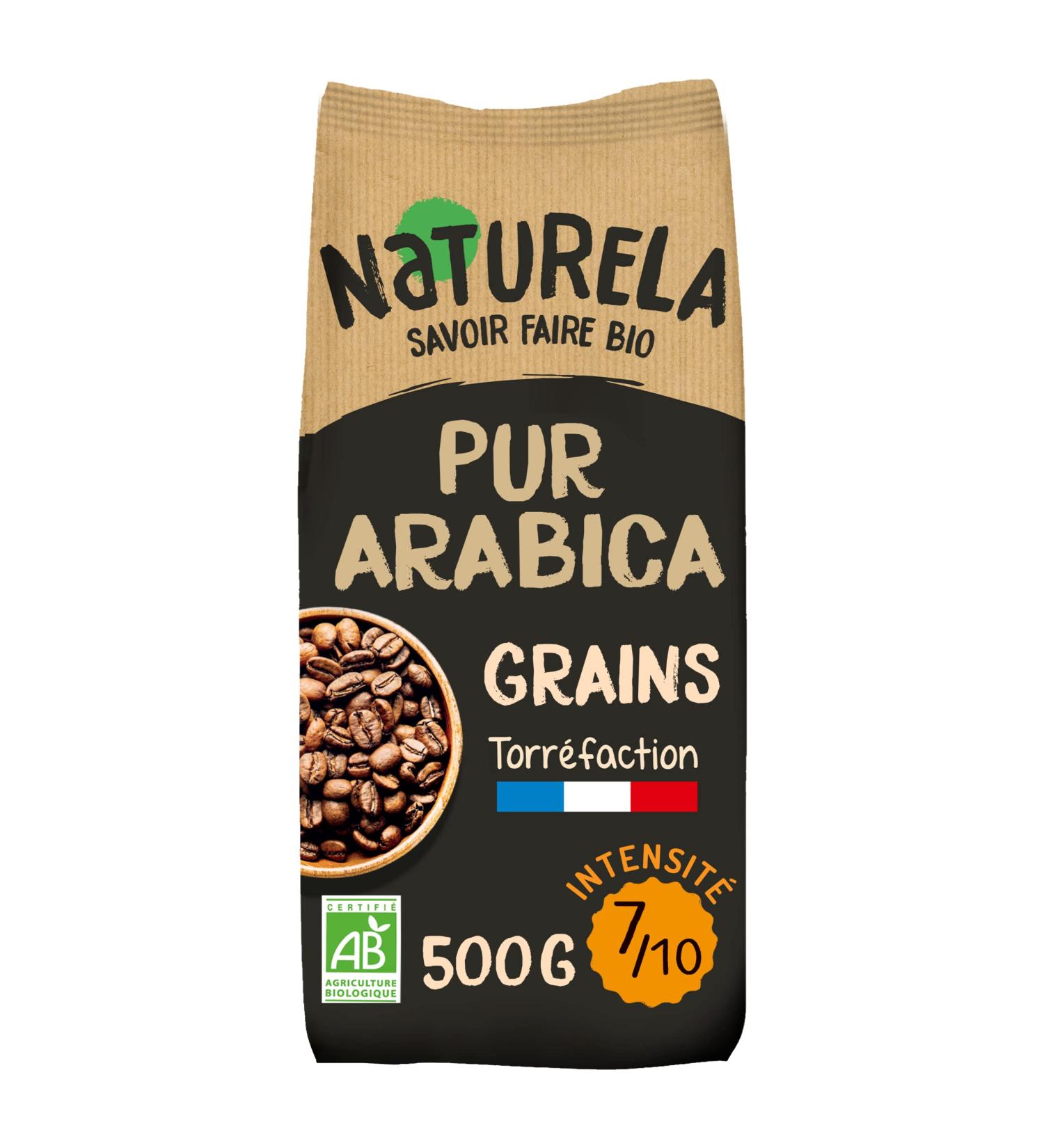 NATURELA - Caf Grains Bio - Caf Arabica Bio - Torr faction Lente - Fabriqu en France - 500g Arabica - 500g - Buy Online on GoSupps.com