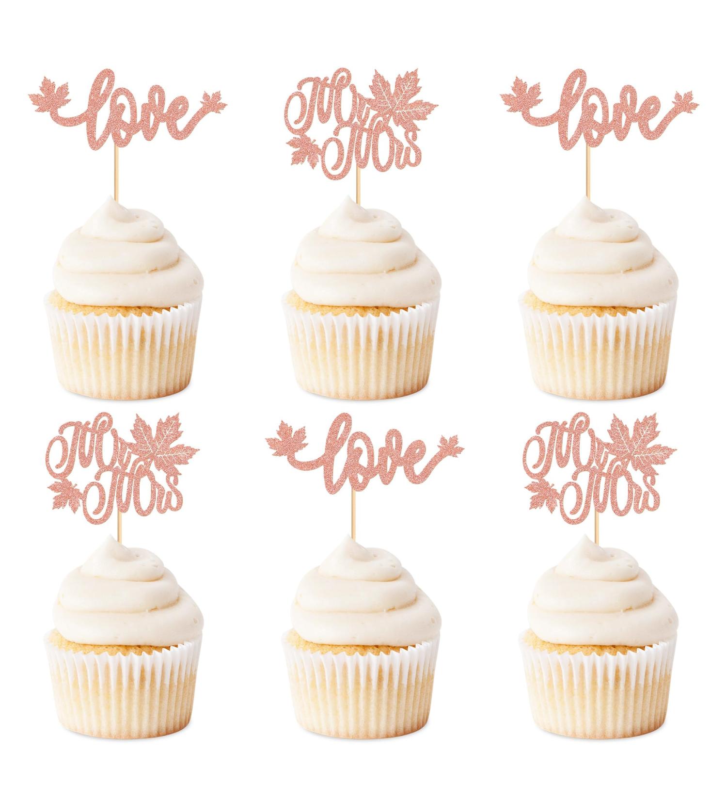 Ercadio 24 Pack Autumn Fall Love Miss to Mr Cupcake Toppers Rose Gold Glitter Fall Love Cupcake Picks Maple Leaves Cupcake Picks for Thanksgiving Theme Wedding Party Cake Decor Supplies B-rose Gold - Buy Online on GoSupps.com