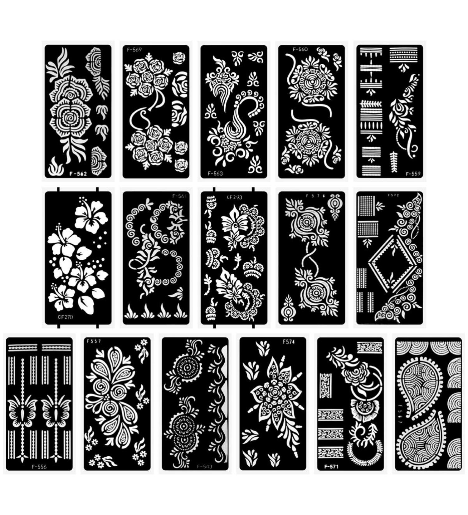 Minkissy Flower Tattoo Stencil Kit - 16 Sheets Temporary Body Art Templates for Women's Home Parties - Buy Online on GoSupps.com