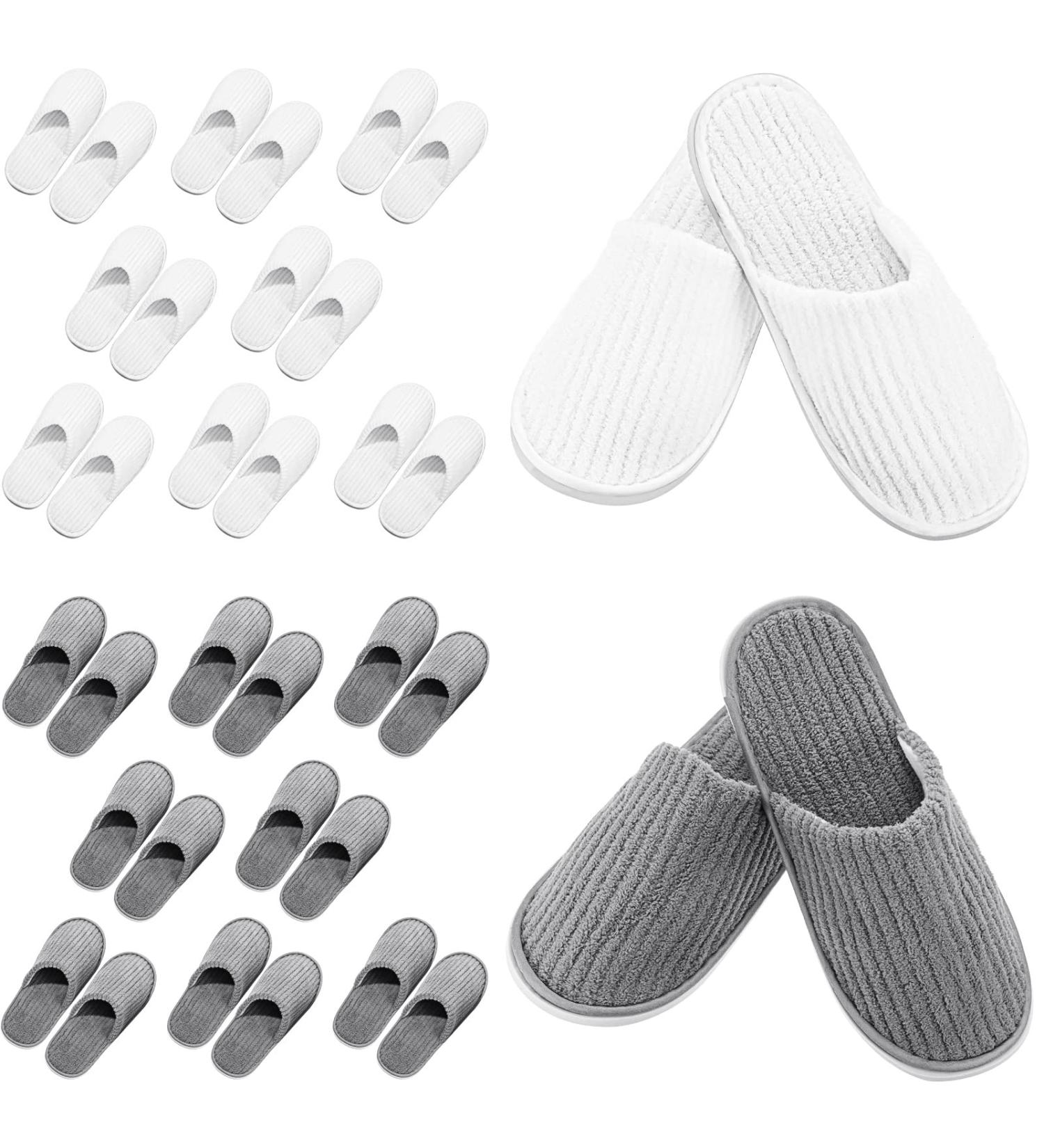 SATINIOR 18 Pairs Disposable Closed Toe Unisex Slippers - Soft Coral Fleece for Hotel, Travel, Nail Salon - Multicolor, Size 2.5-3 - Buy Online on GoSupps.com