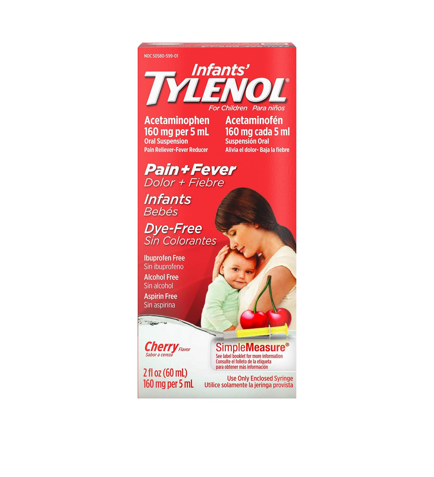 Tylenol Infants Liquid Medicine - Acetaminophen Pain & Fever Relief  Dye-Free Cherry - 2 fl oz - Buy Online on GoSupps.com