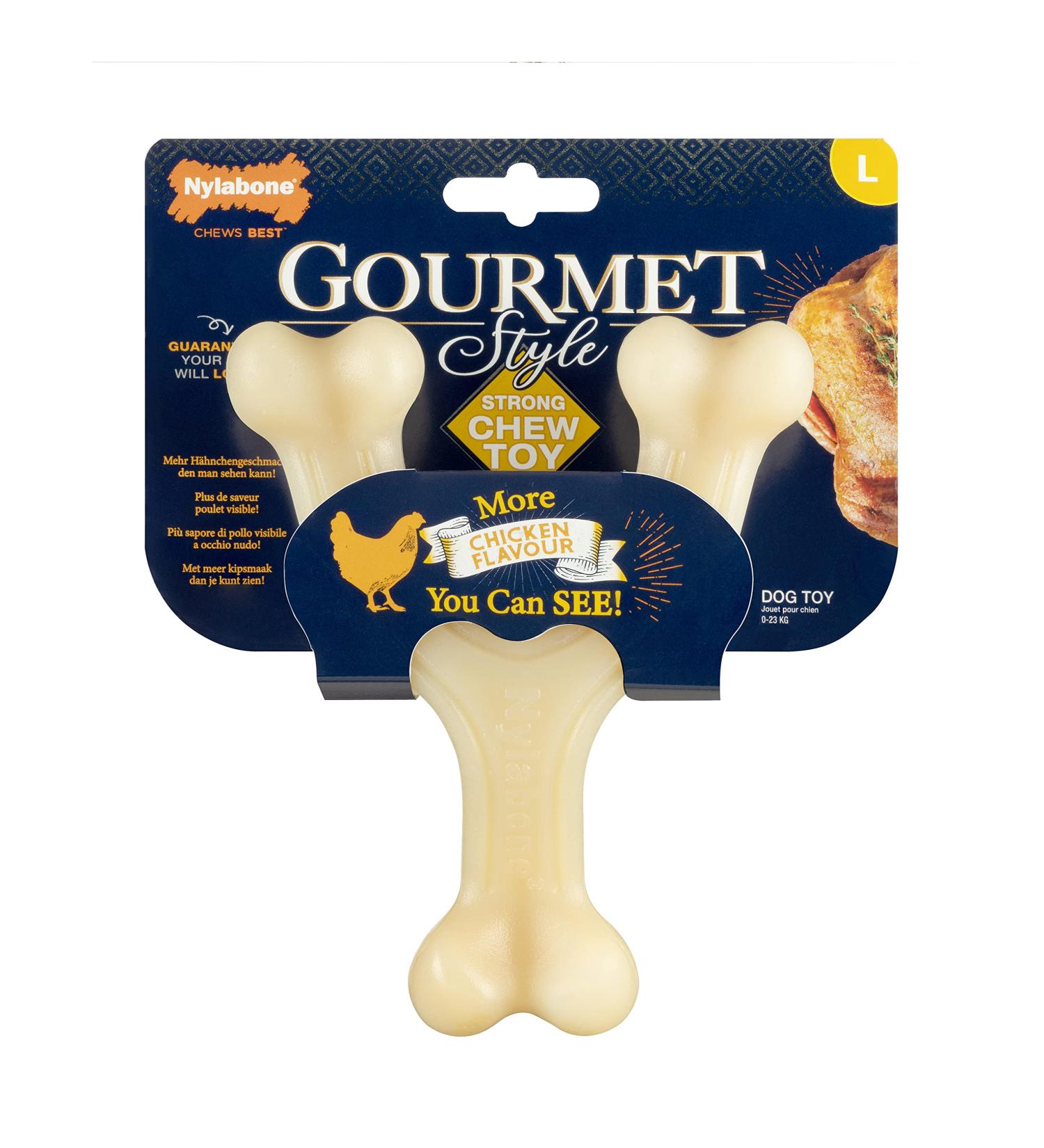 Nylabone Maximum Strength Extreme Gourmet Wishbone - Chicken Flavored Dog Chew for Large Dogs (0-23kg) - Buy Online on GoSupps.com