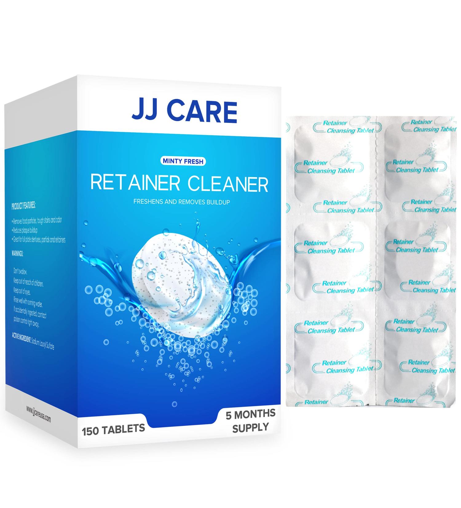 JJ CARE Retainer Cleaner Tablets (Pack of 150) - Denture & Mouth Guard Cleaning - Removes Stains & Odor - 5 Months Supply - Buy Online on GoSupps.com