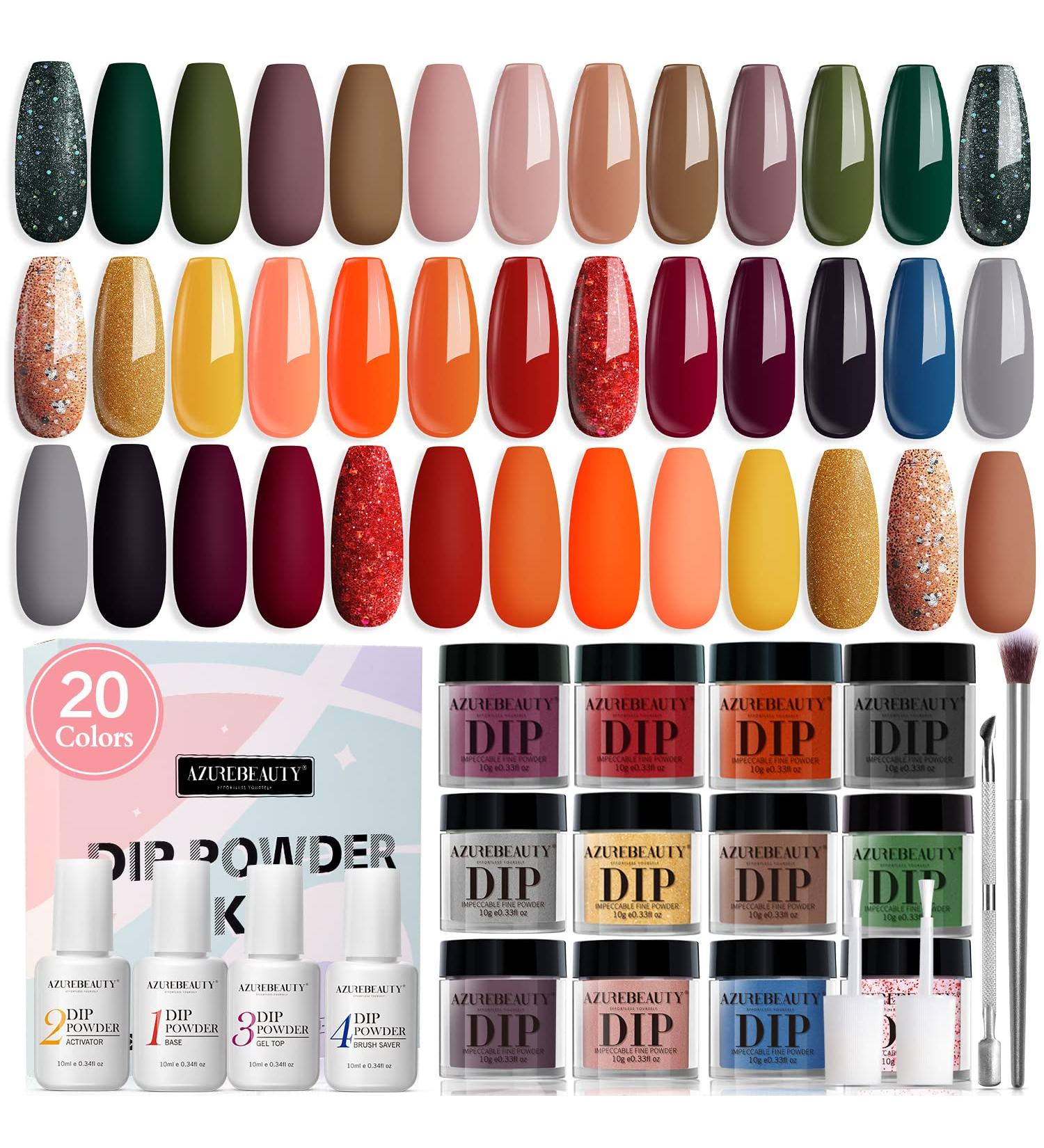 AZUREBEAUTY Dip Powder Nail Kit Starter - Spring Summer Gold Yellow Green Colors - Dipping Powder Set for Nails Art - Beginner DIY Salon - Buy Online on GoSupps.com