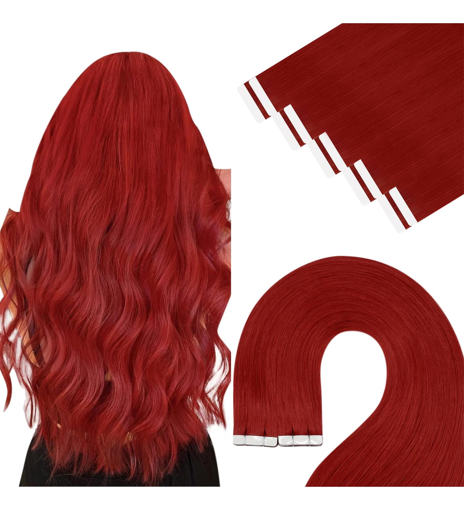 Youngsee Red Tape In Extensions - 50cm Real Hair 10 Pcs Smooth & Invisible Colored Hair Extensions - Buy Online on GoSupps.com
