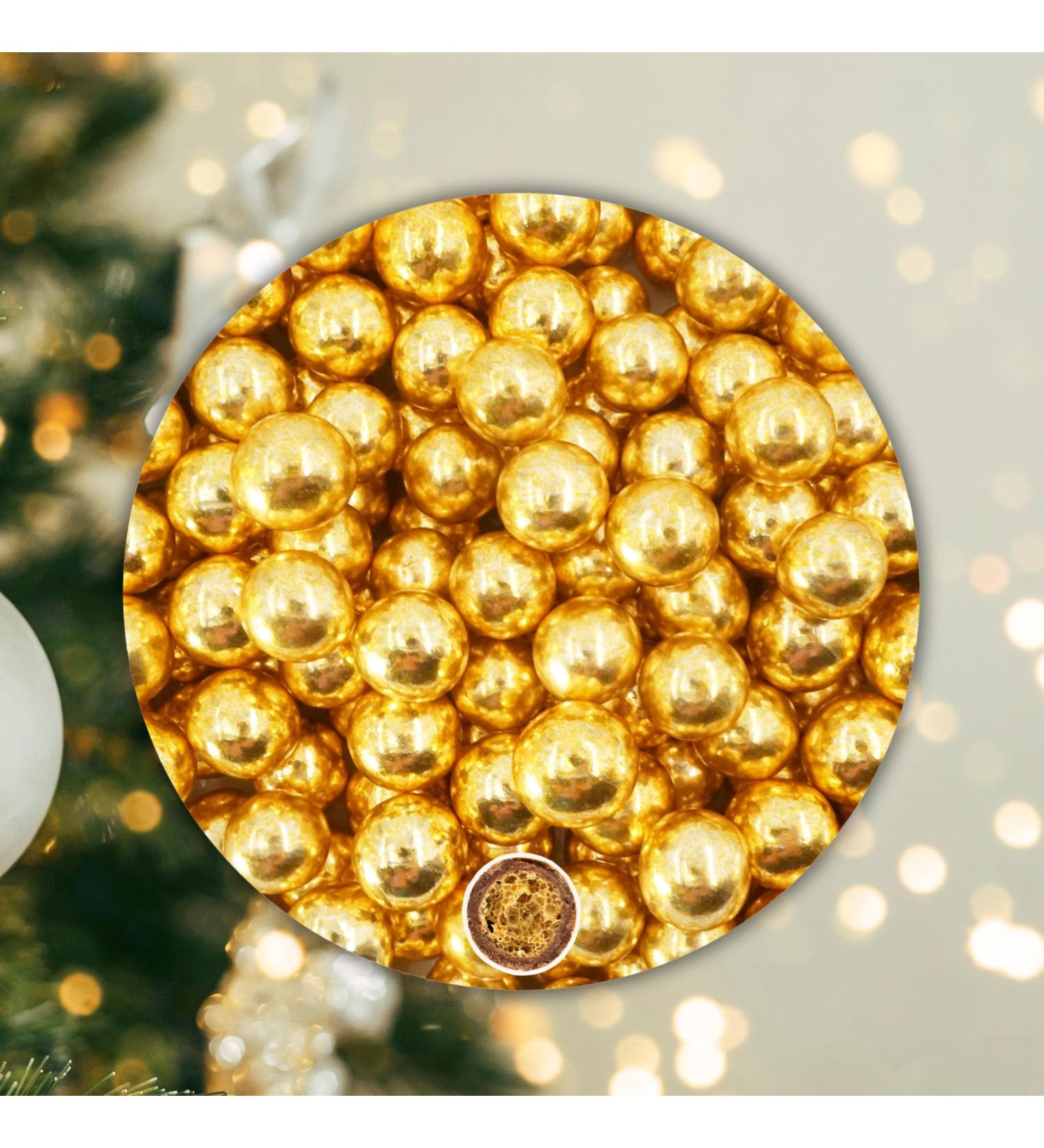 EinsSein 0.35kg Crispy chocolate Dragees wedding large shiny gold - ca.1.8 cm pearls - dragees baptism communion almonds party - Buy Online on GoSupps.com