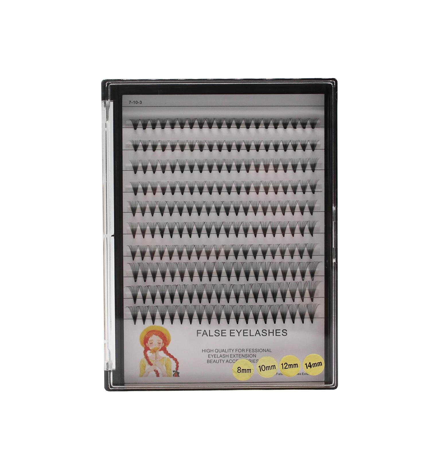Premium Large Tray of 10 Rows Mixed Size 20 Roots Individual False Eyelashes - 0.07mm D Curl Cluster Lashes Assortment (8-10-12-14mm - Buy Online on GoSupps.com