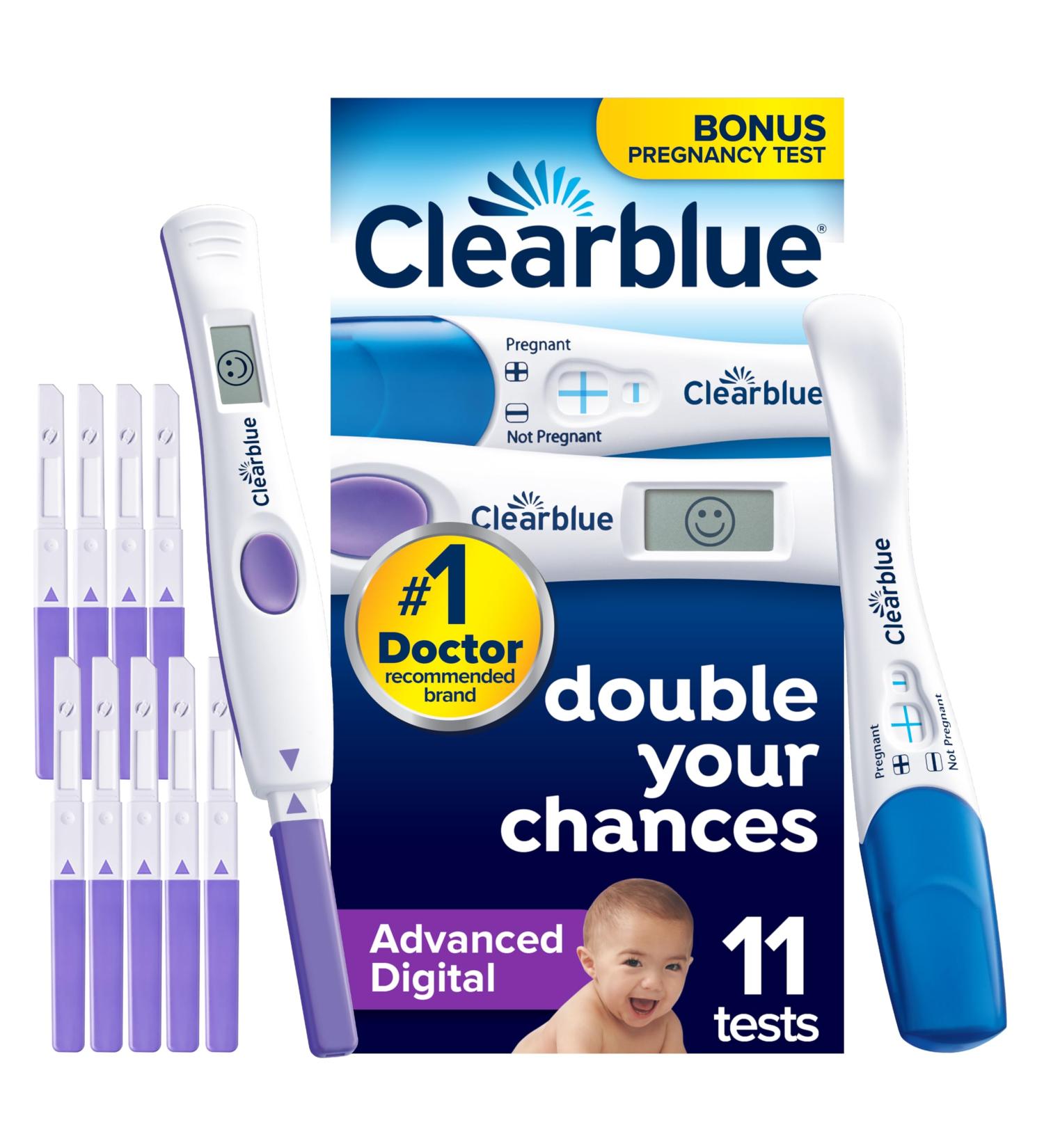 Clearblue Advanced Digital Ovulation and Pregnancy Test - Trying for A Baby Kit. Double Your Chances of Getting Pregnant. 10 Advanced Digital Ovulation Tests and 1 Rapid Detection Pregnancy Test 10 Digital Ovulation + Rapid Detection Pregnancy Test - Buy Online on GoSupps.com