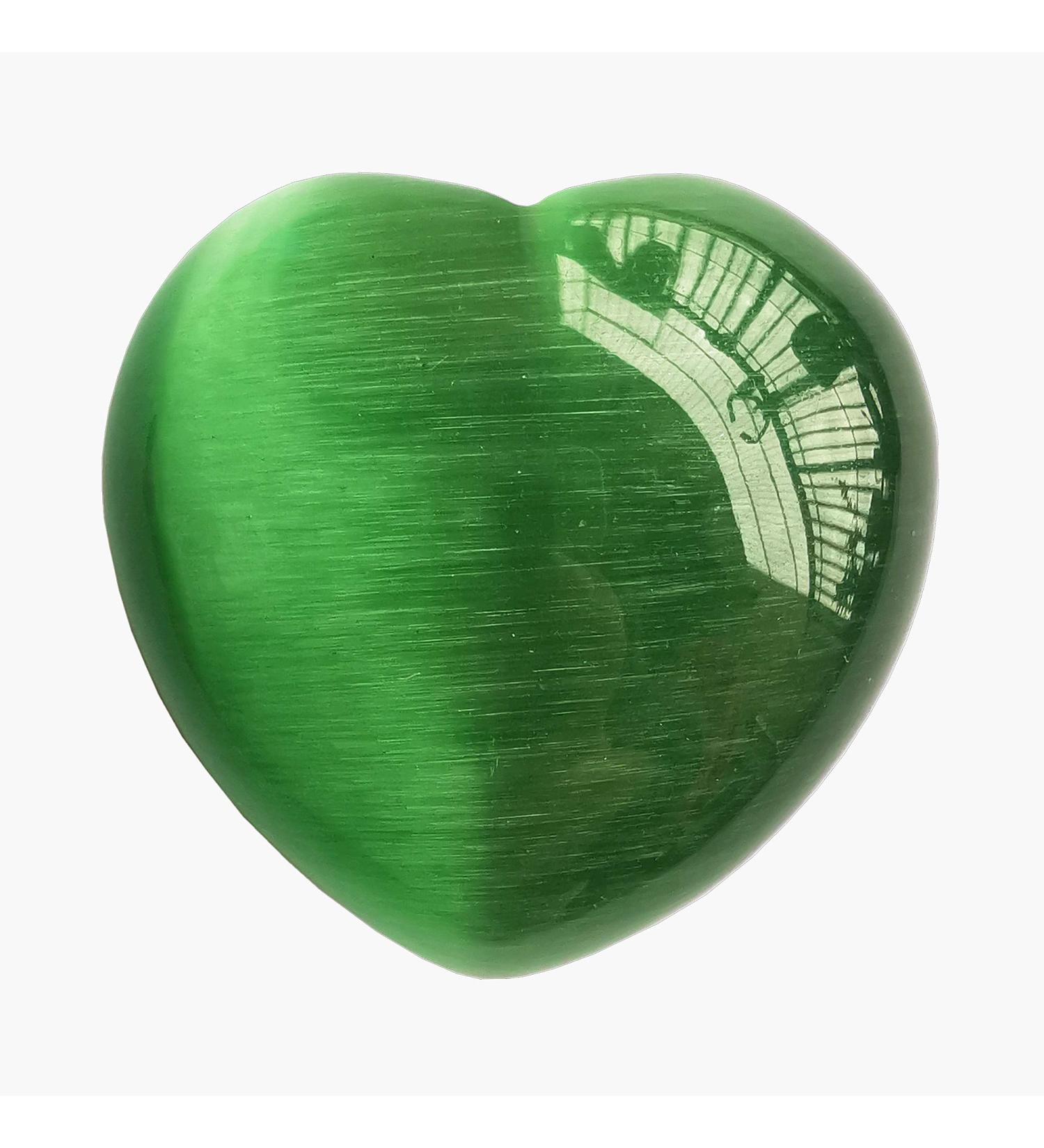 Manekieko Green Cat's Eye Palm Worry Heart Stone - 40mm Healing Crystals for Love & Wellness - International Shipping - Buy Online on GoSupps.com