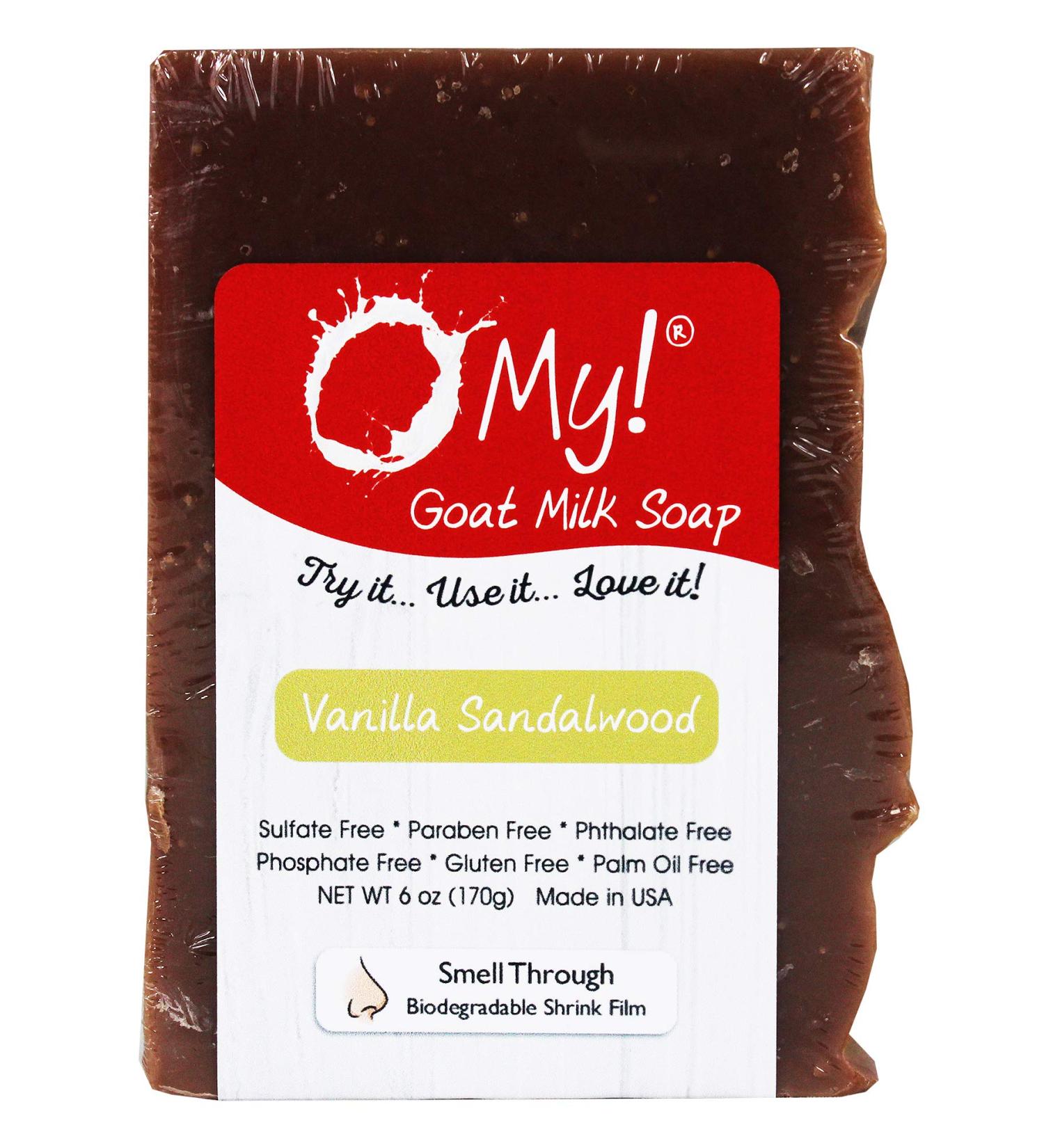 Goat Milk Soap 6oz Bar - Vanilla Sandalwood | Hydrating Exfoliating & Paraben Free | Leaping Bunny Certified | Made in USA - Buy Online on GoSupps.com
