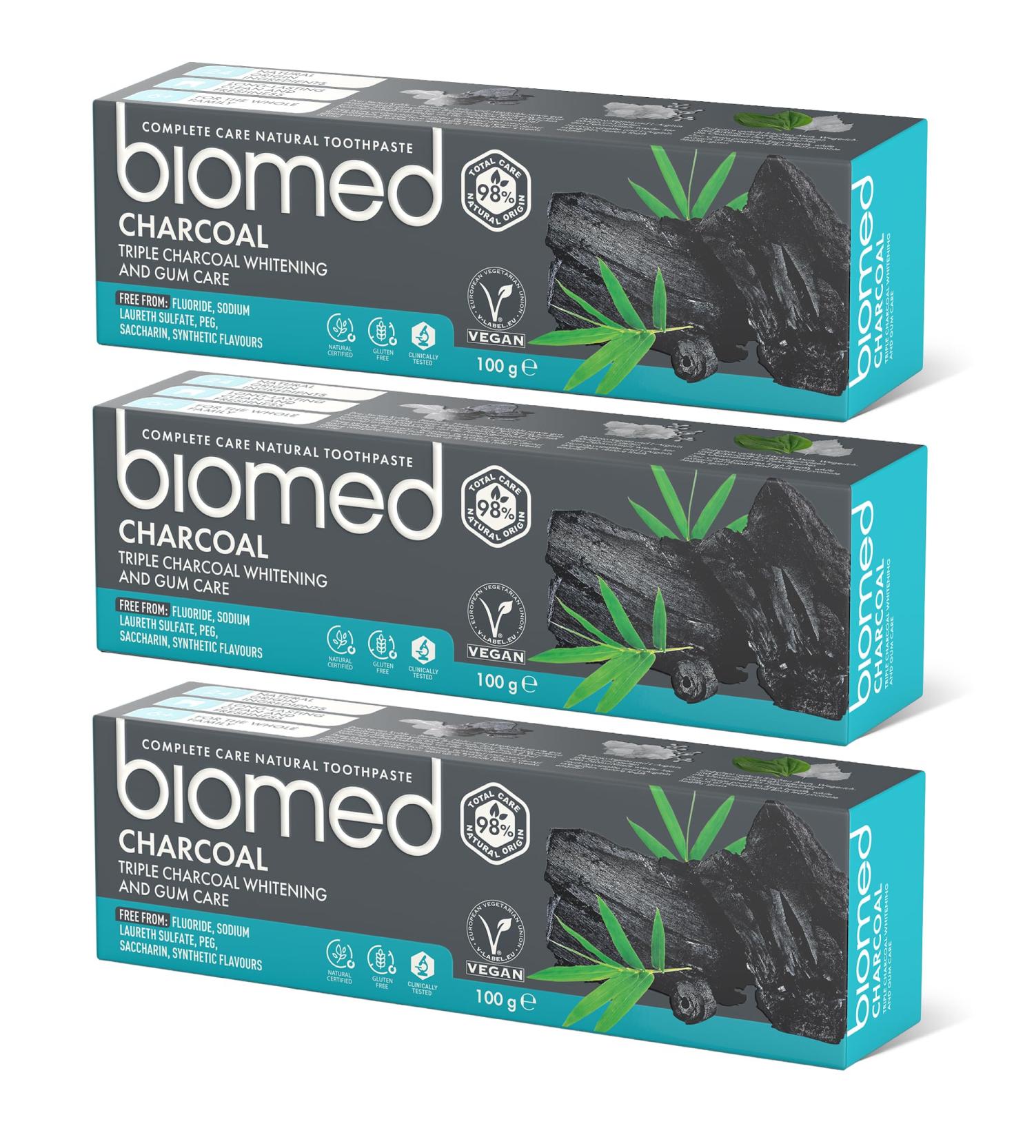  BIOMED BIOMED Triple Charcoal Whitening Toothpaste 98% Natural | Gum Care Bamboo Charcoal | Vegan SLES Free 100g - Buy Online on GoSupps.com