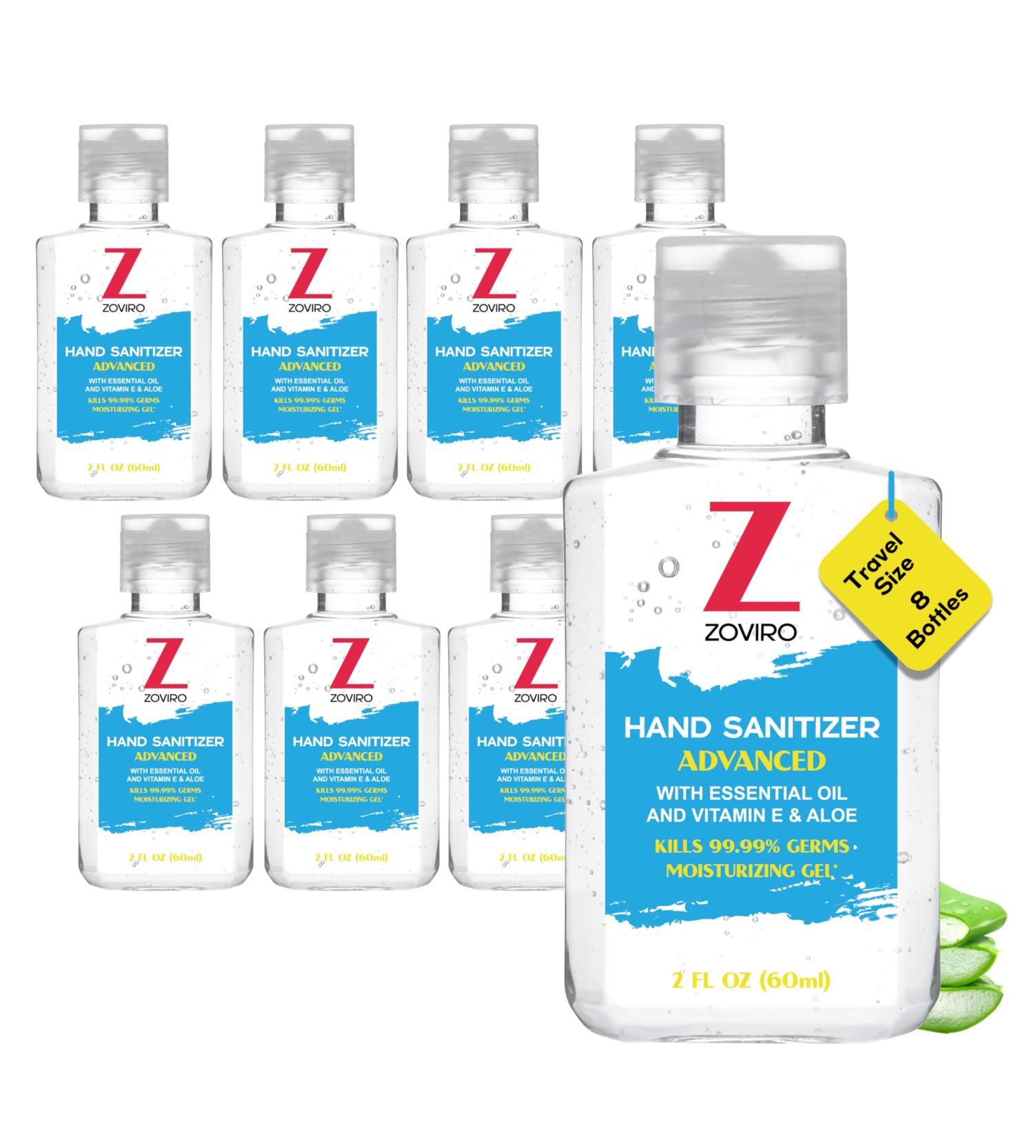 Buy Zoviro Hand Sanitizer Gel 2 Fl Oz - Moisturizing with Essential Oils & Aloe Travel Size Pack of 8 - Rinse-Free Refreshing Scent International Shipping Available - Buy Online on GoSupps.com