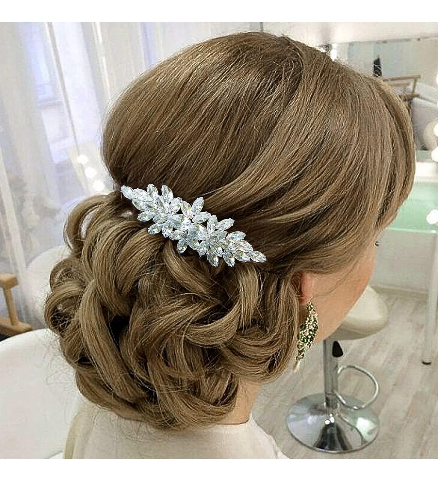 Sooshin Bridal Hair Comb - Crystal Wedding Headpiece for Bride and Bridesmaids in Silver - Buy Online on GoSupps.com