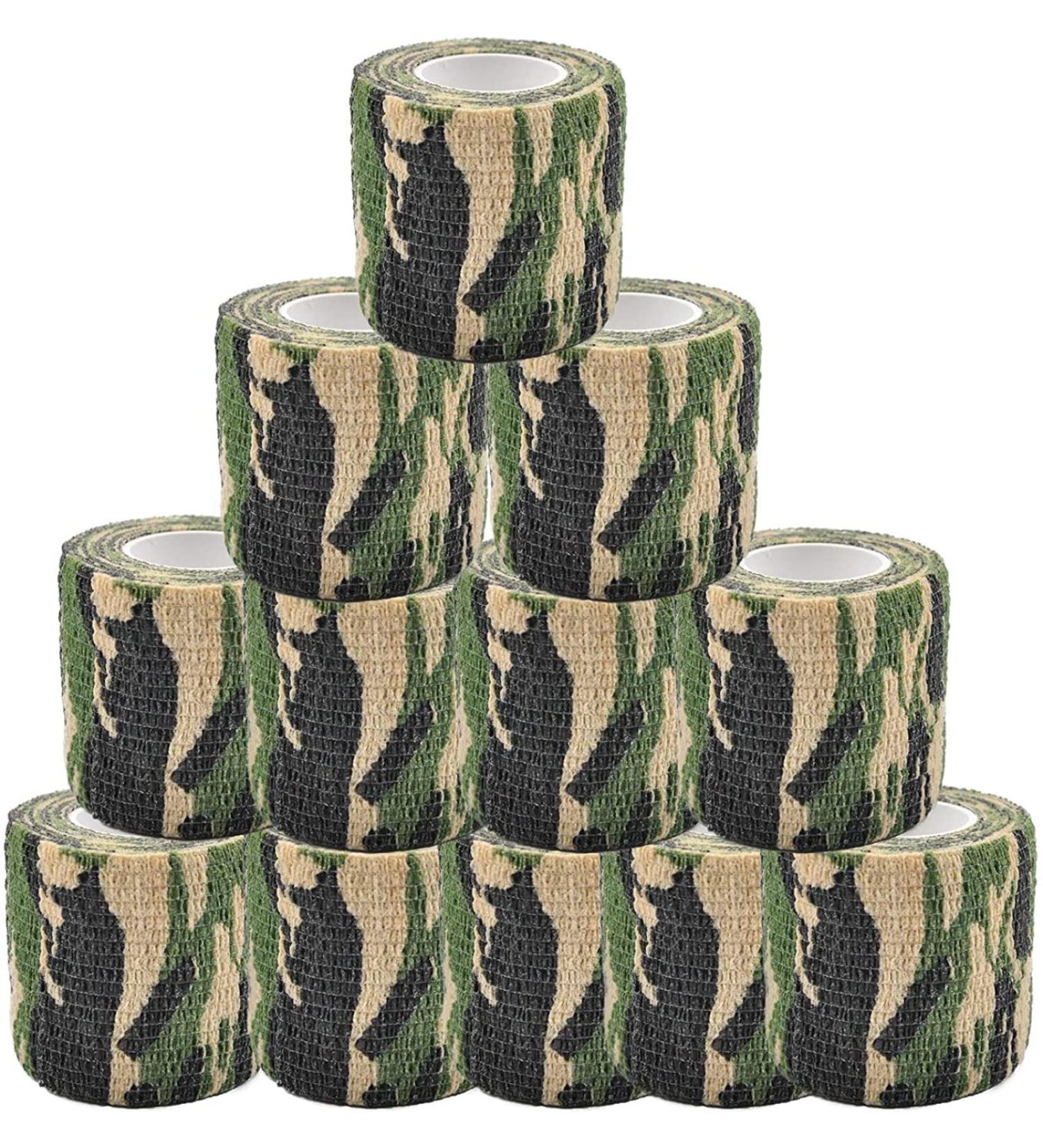 scosao Camouflage Wrap Tape 2.0in 14.76ft Military Camo Non-Woven Fabric Stretch Bandage Wrap Self-Adhesive Cohesive Tape for Camping Hunting Flashlight Bicycle Outdoor Photography Green - Buy Online on GoSupps.com