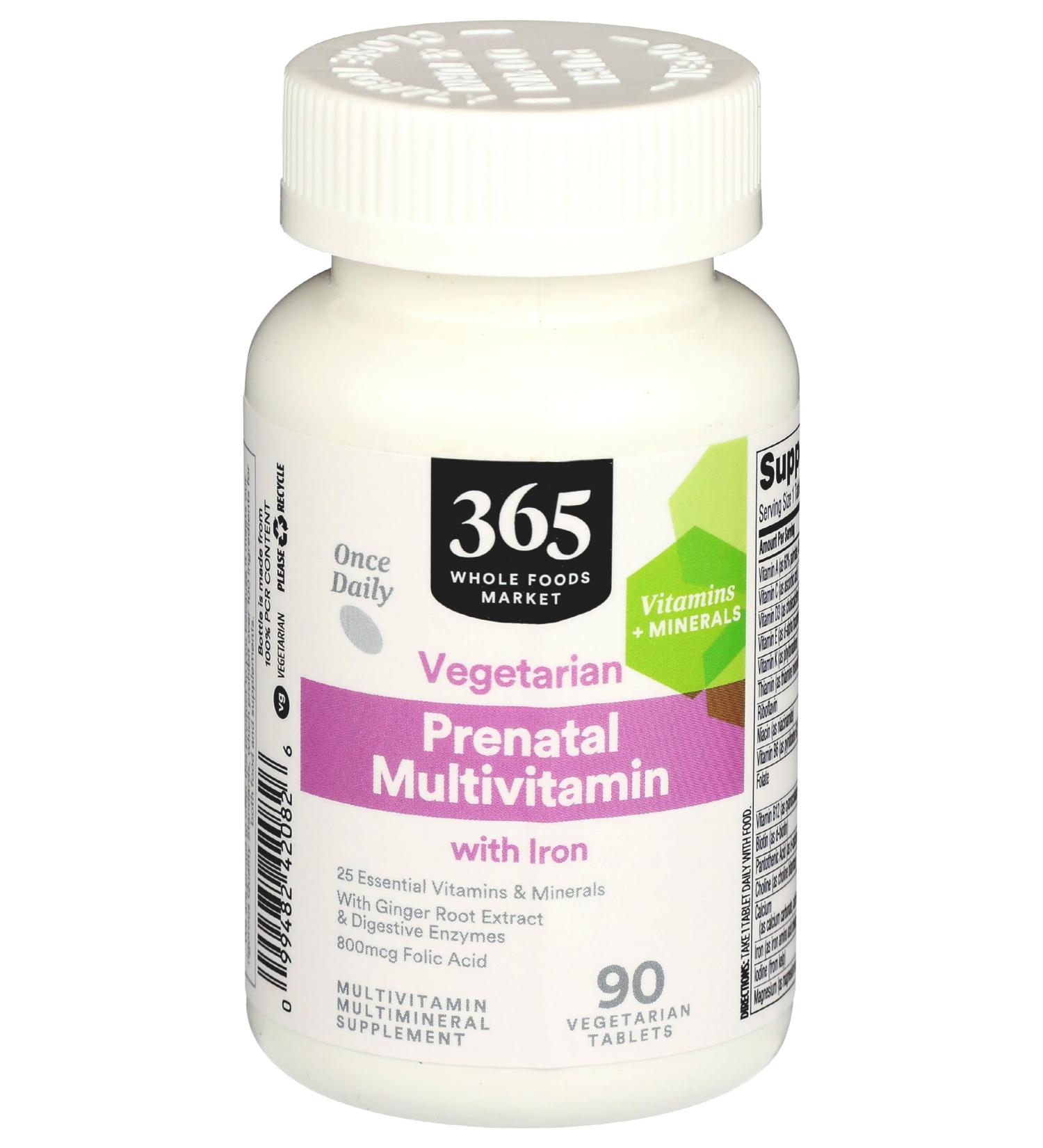 365 by Whole Foods Market Prenatal Multivitamin with Iron Vegetarian 90 Count Unflavored 90 Count (Pack of 1) - Buy Online on GoSupps.com