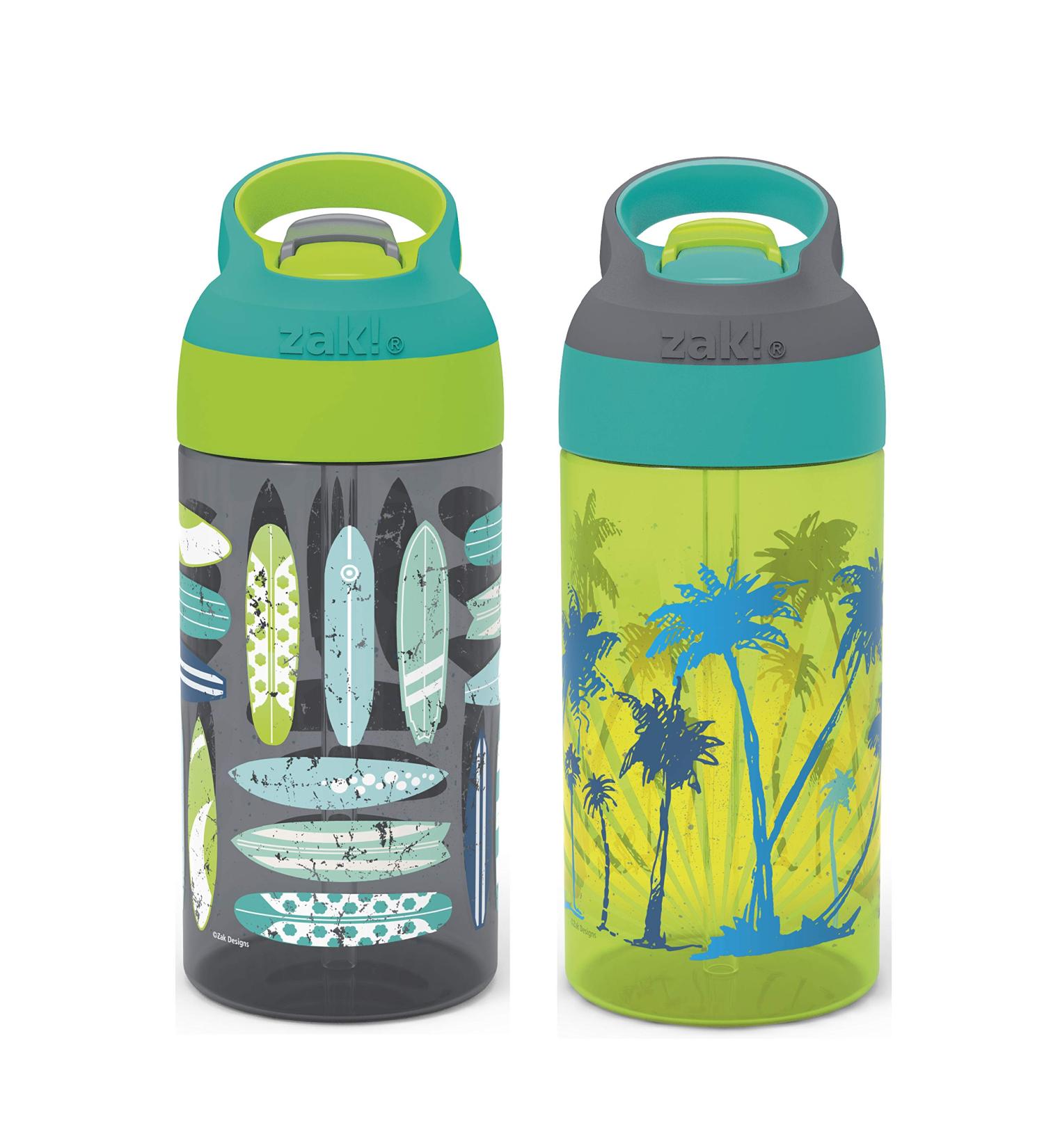 Zak Designs 16oz Kids Water Bottle with Straw and Carry Loop, Leak-Proof, Durable Plastic, 2 Pack, Multicolor - Buy Online on GoSupps.com
