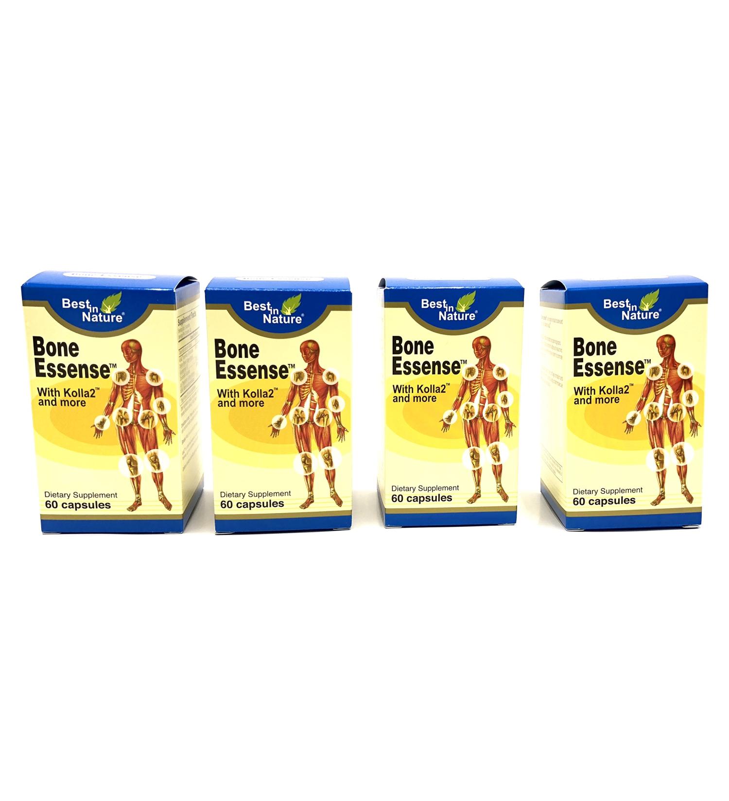 Bone Essense with Kolla2 - 4 Bottles x 60 Capsules - 300mg Glucosamine Chondroitin Sulphate Calcium - Best in Nature - Buy Online on GoSupps.com