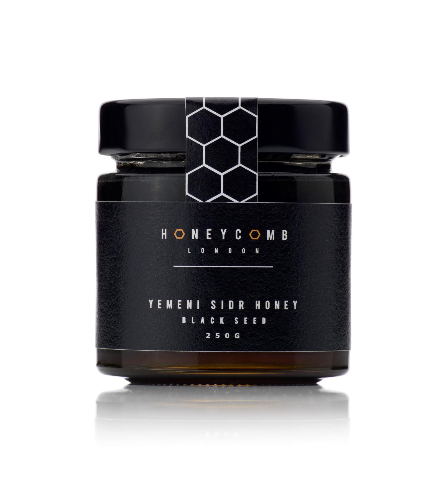 Yemeni Sidr HONEY WITH BLACK SEED Raw Honey Raw Unpasteurised 100% Pure Honey Natural Honey Honeycomb London 250g