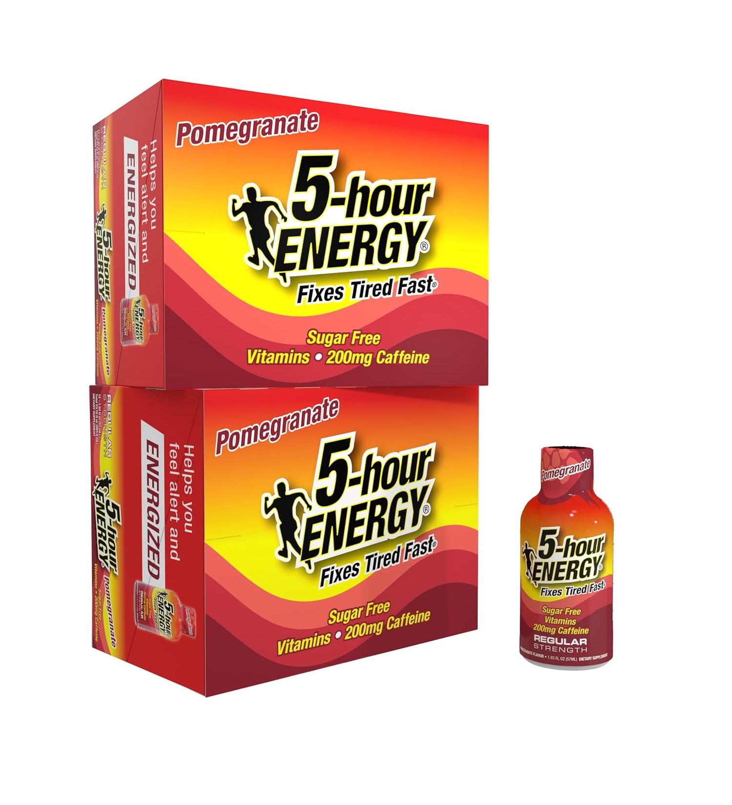 5-hour ENERGY Regular Strength Energy Shot  -  Pomegranate Regular Strength -  24 Count - 1.93 Oz  - Buy Online on GoSupps.com