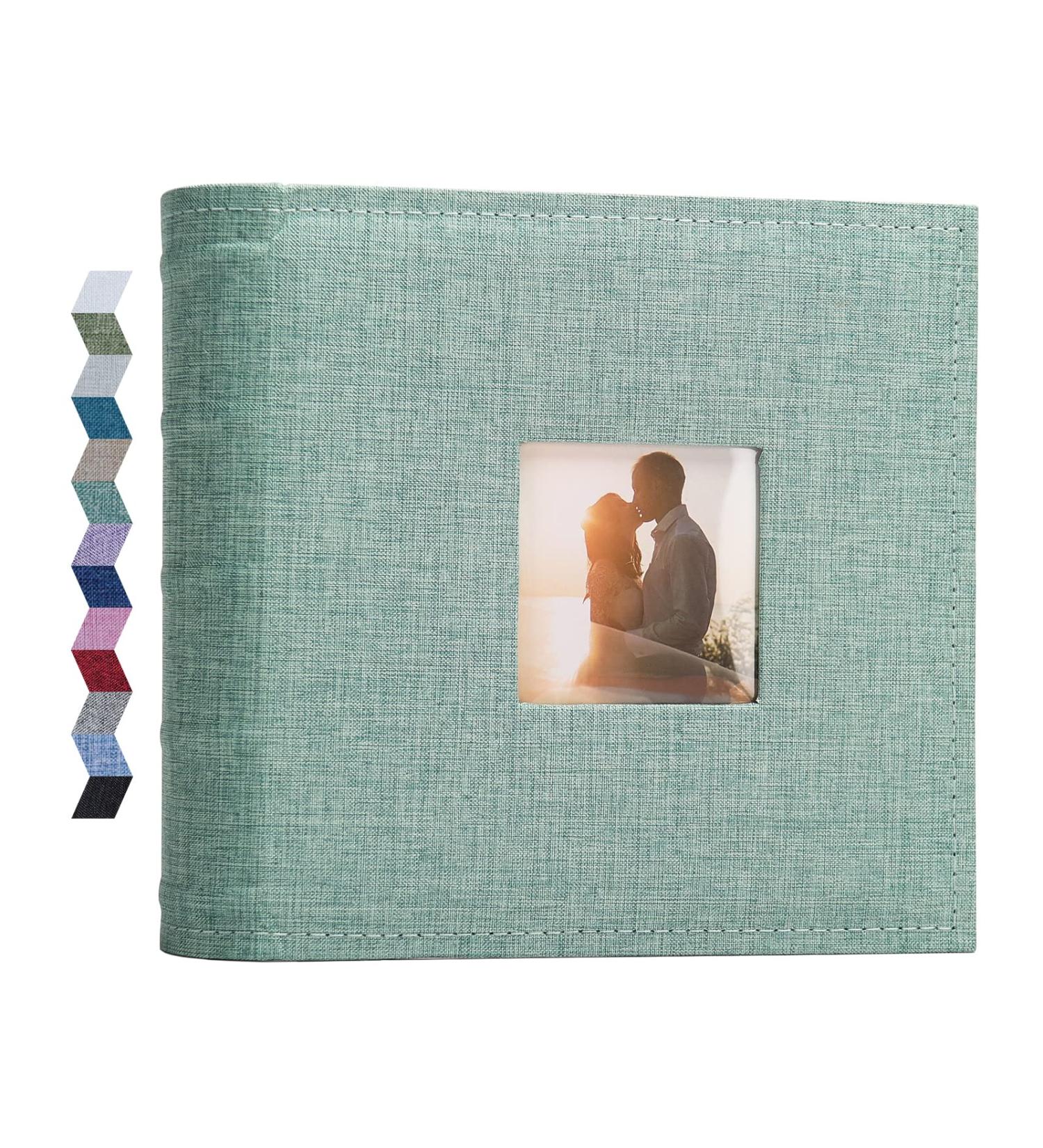 Vienrose 4x6 Photo Album - 100 Pockets Linen Frame Cover with Memo Areas - Large Capacity Pictures Book for Wedding Family Baby Vacation - Green - Buy Online on GoSupps.com