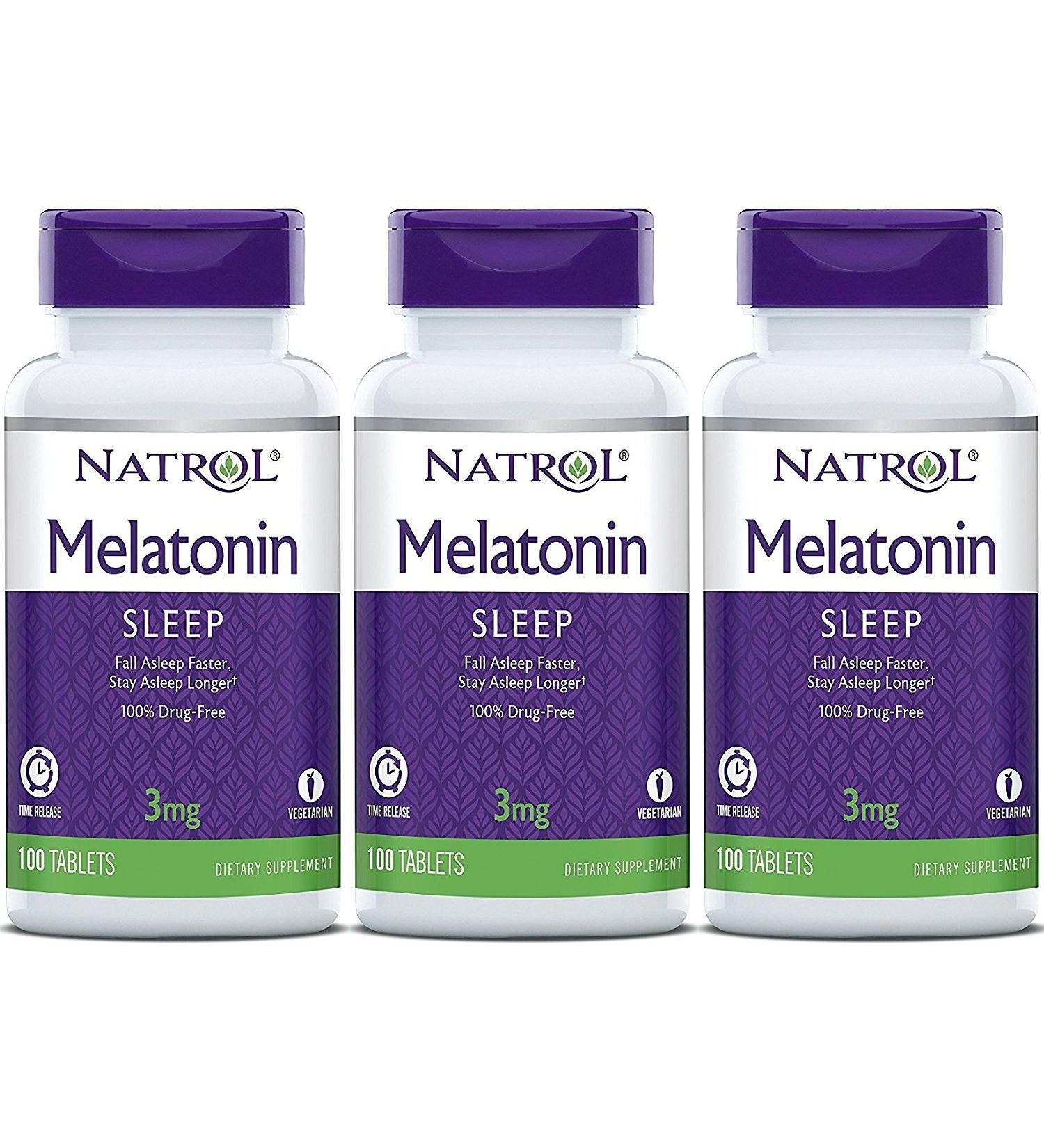 Natrol Melatonin Timed Release Tablets 100 Count (Pack of 3)