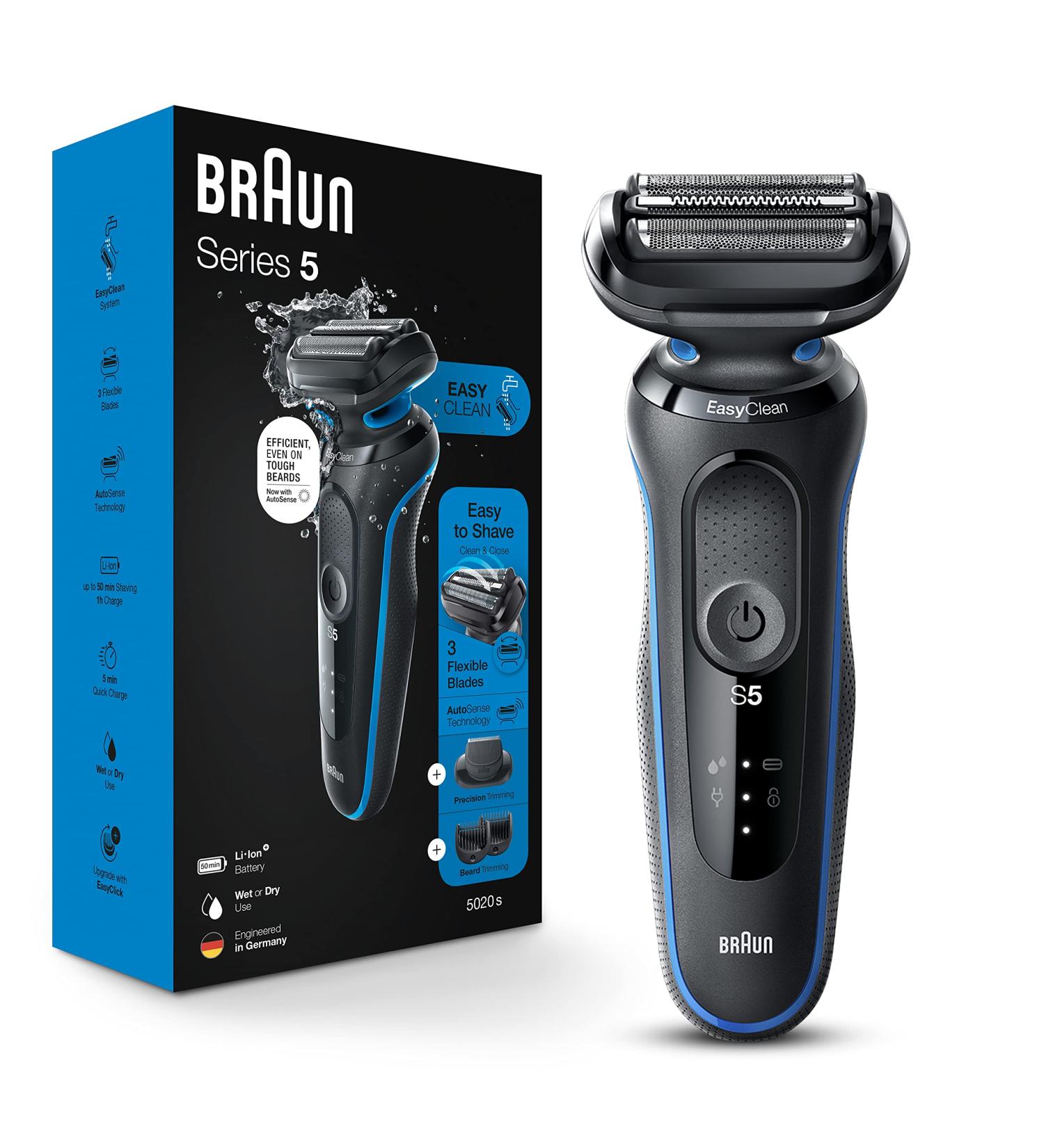 Braun Series 5 5020 Electric Razor for Men Foil Shaver with Beard Trimmer - Rechargeable, Wet & Dry with EasyClean - Black - Buy Online on GoSupps.com