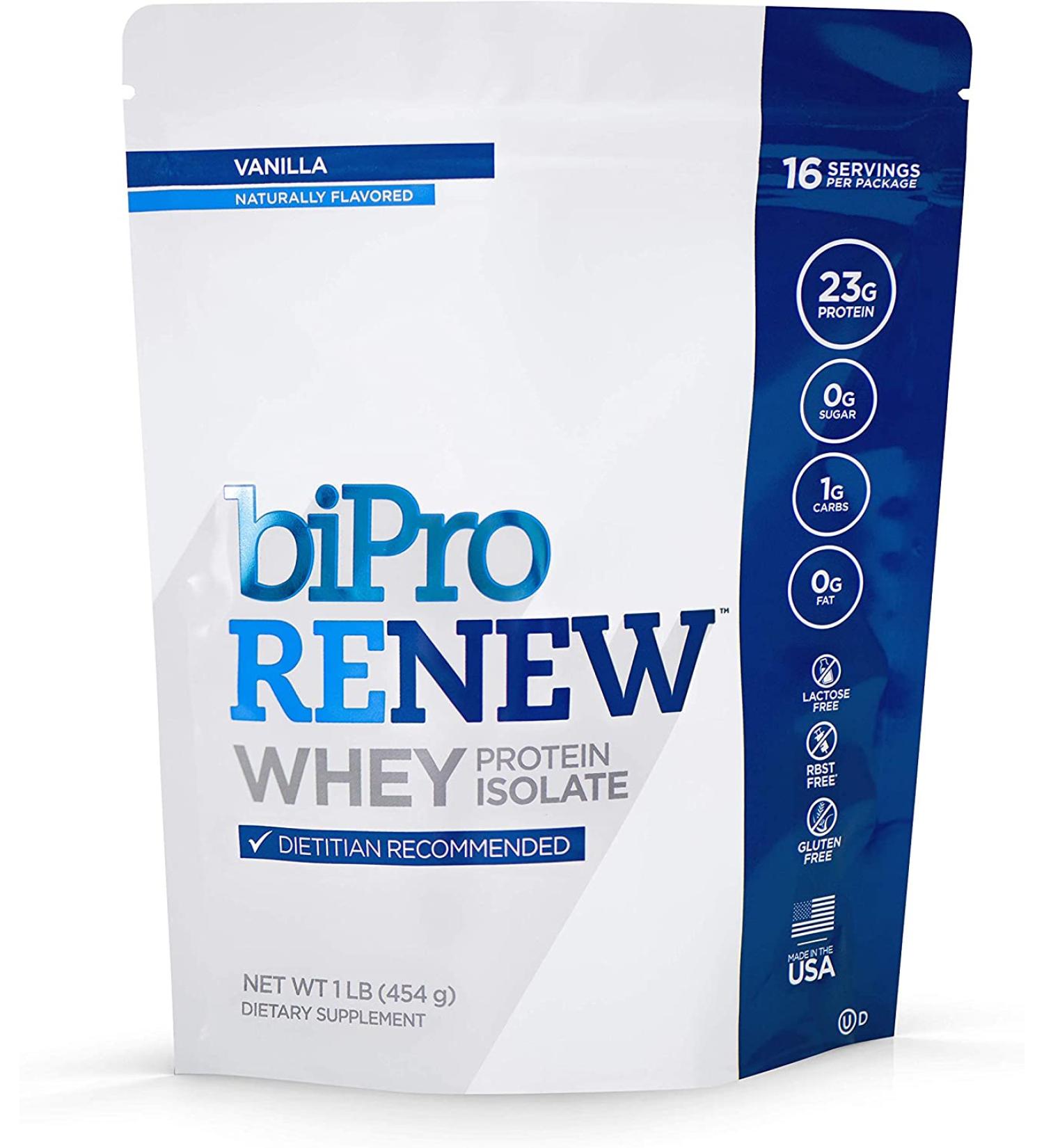 BiPro Renew 100% Whey Isolate Protein Powder  Vanilla  1 Pound - Dietitian Recommended  Sugar Free  Suitable for Lactose Intolerance  Gluten Free  Naturally Sweetened  Hormone Free - Buy Online on GoSupps.com