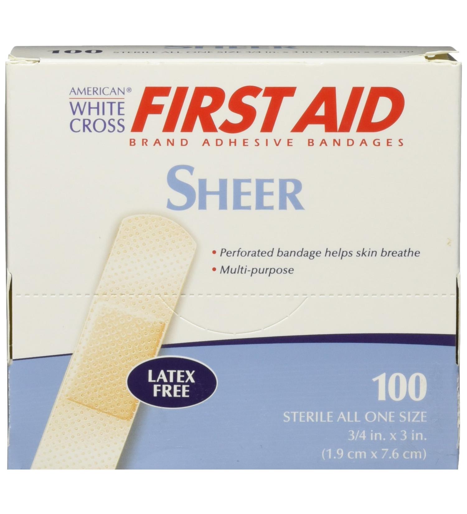 American White Cross 24509 Adhesive Bandages Sheer Strips 3/4 x 3 - Box of 100 - Buy Online on GoSupps.com