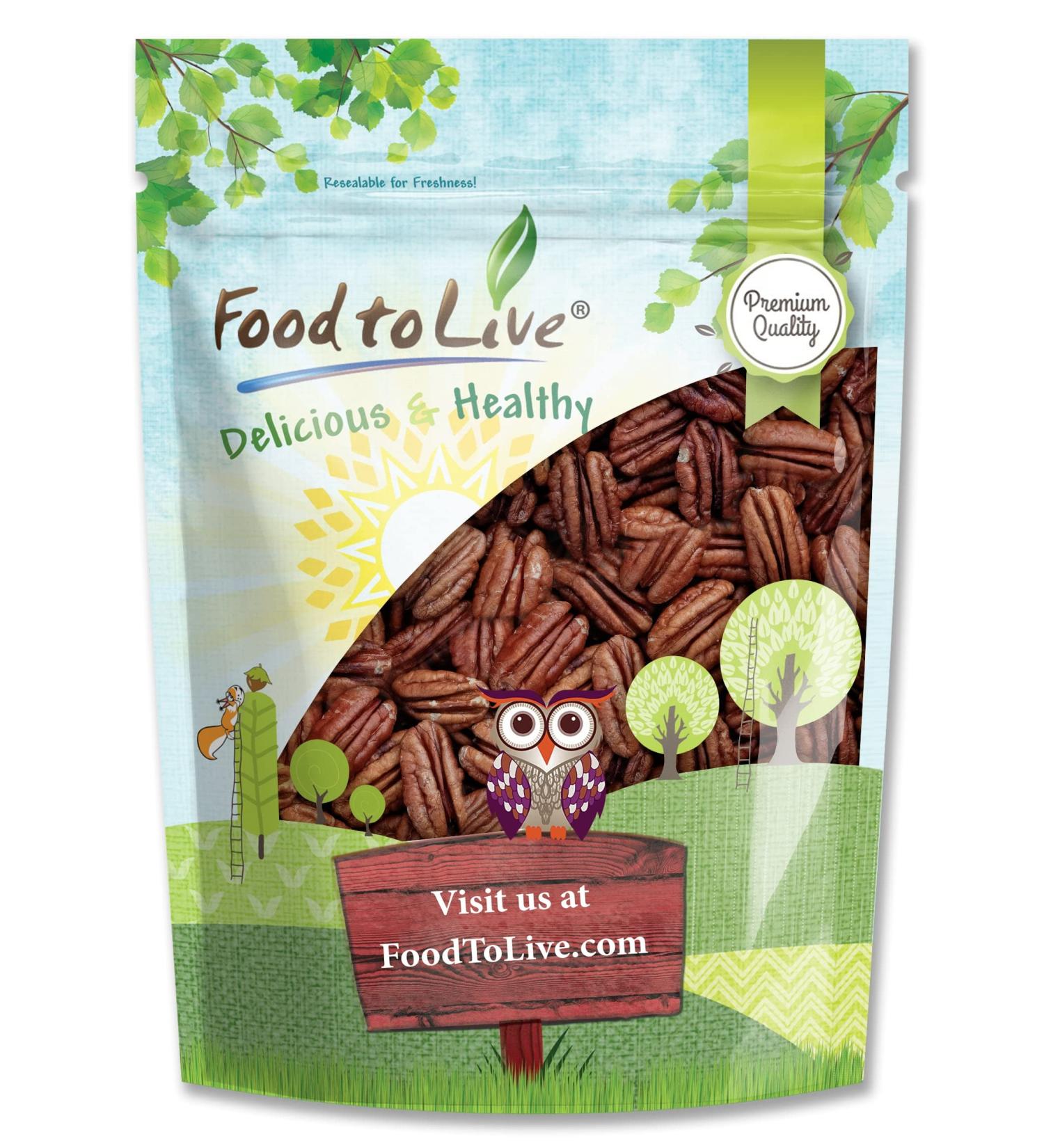 Buy Food to Live Dry Roasted Pecan Halves - Gourmet Vegan Snack Lightly Salted No Oil Added Keto Friendly 1 Pound - Healthy Source of Protein & Fiber - Buy Online on GoSupps.com