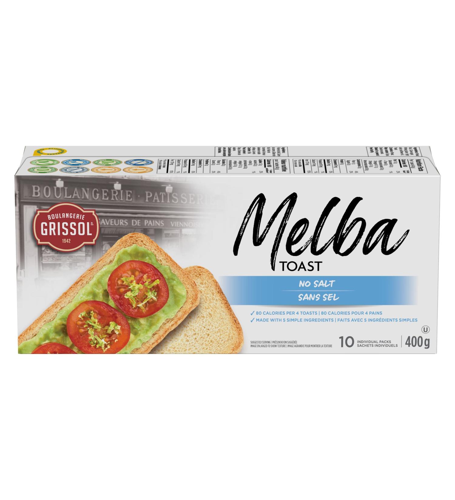 Boulangerie Grissol Melba Toast No Salt - Savoury Light and Crispy Snack for at Home or On The Go 400g Unit Pack Melba Toast No Salt 400g - Buy Online on GoSupps.com