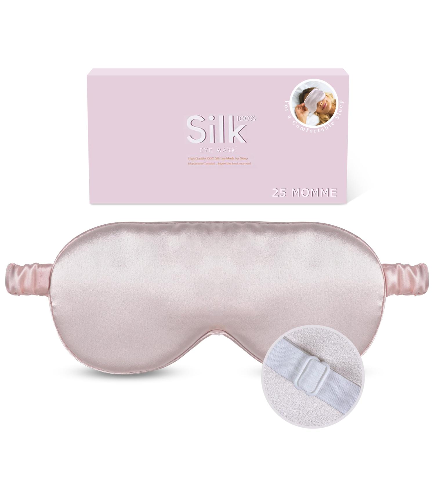 Buy Organic Natural Silk Sleep Mask - 100% Mulberry Silk 25 Momme Eye Mask for Travel & Napping - Adjustable Strap Zero Pressure Soft & Comfortable Perfect Gift (Pink - Buy Online on GoSupps.com