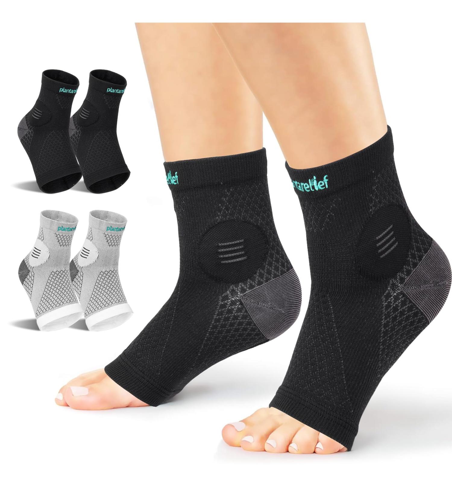 Neuropathy Socks for Men & Women - Comprex Compression Ankle Sleeves for Pain Relief Plantar Fasciitis Support 2 Pairs (Black+Grey XL - Buy Online on GoSupps.com