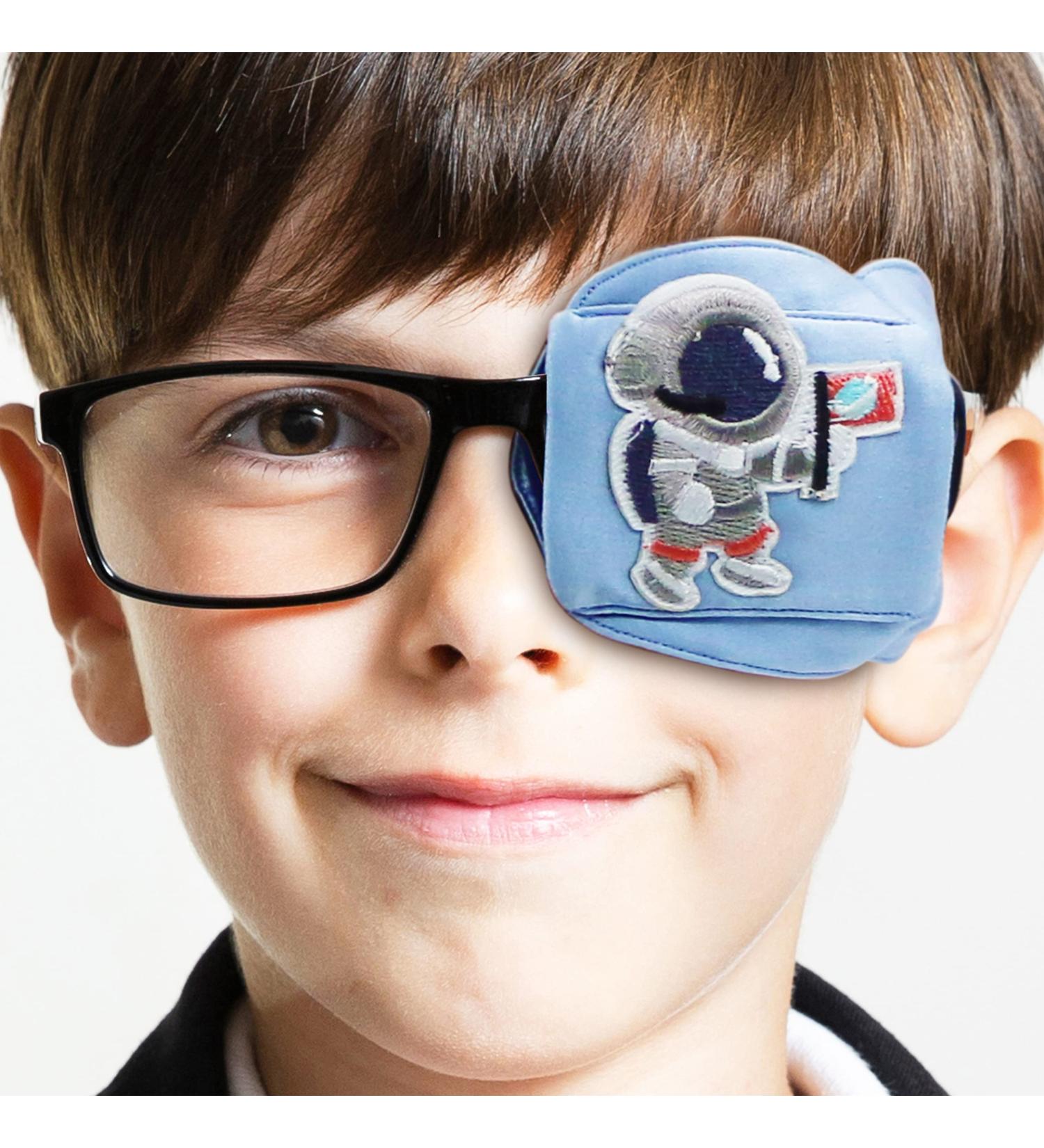 Kids Blue Astronaut 3D Silk Eye Patch for Left Eye - Medical Eye Patch for Children with Lazy Eye - Buy Online on GoSupps.com
