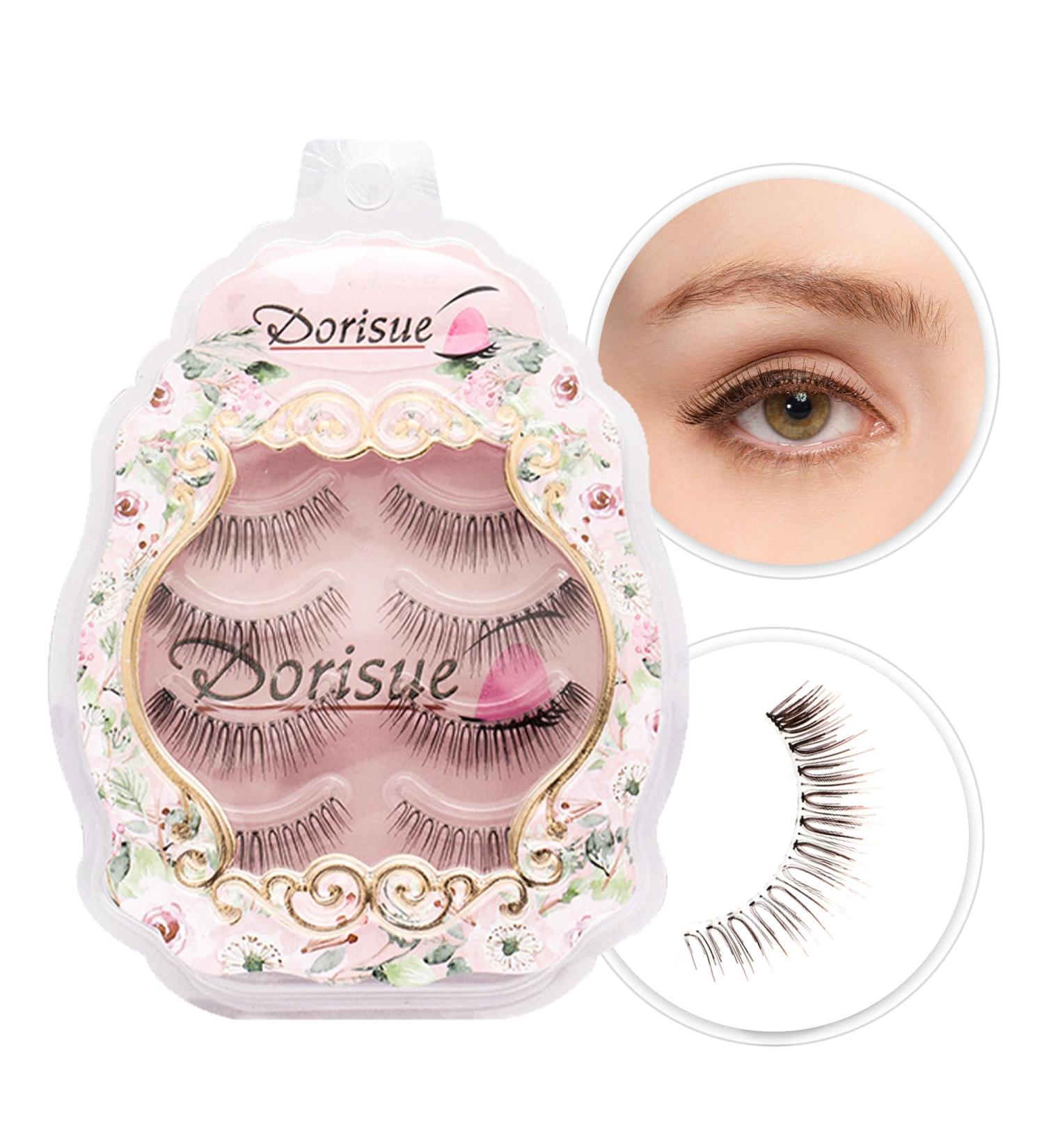 Natural 3D Brown False Eyelashes - Handmade Wispies | Light & Realistic Look | 4 Pairs Pack for Stunning Eye Makeup - Buy Online on GoSupps.com