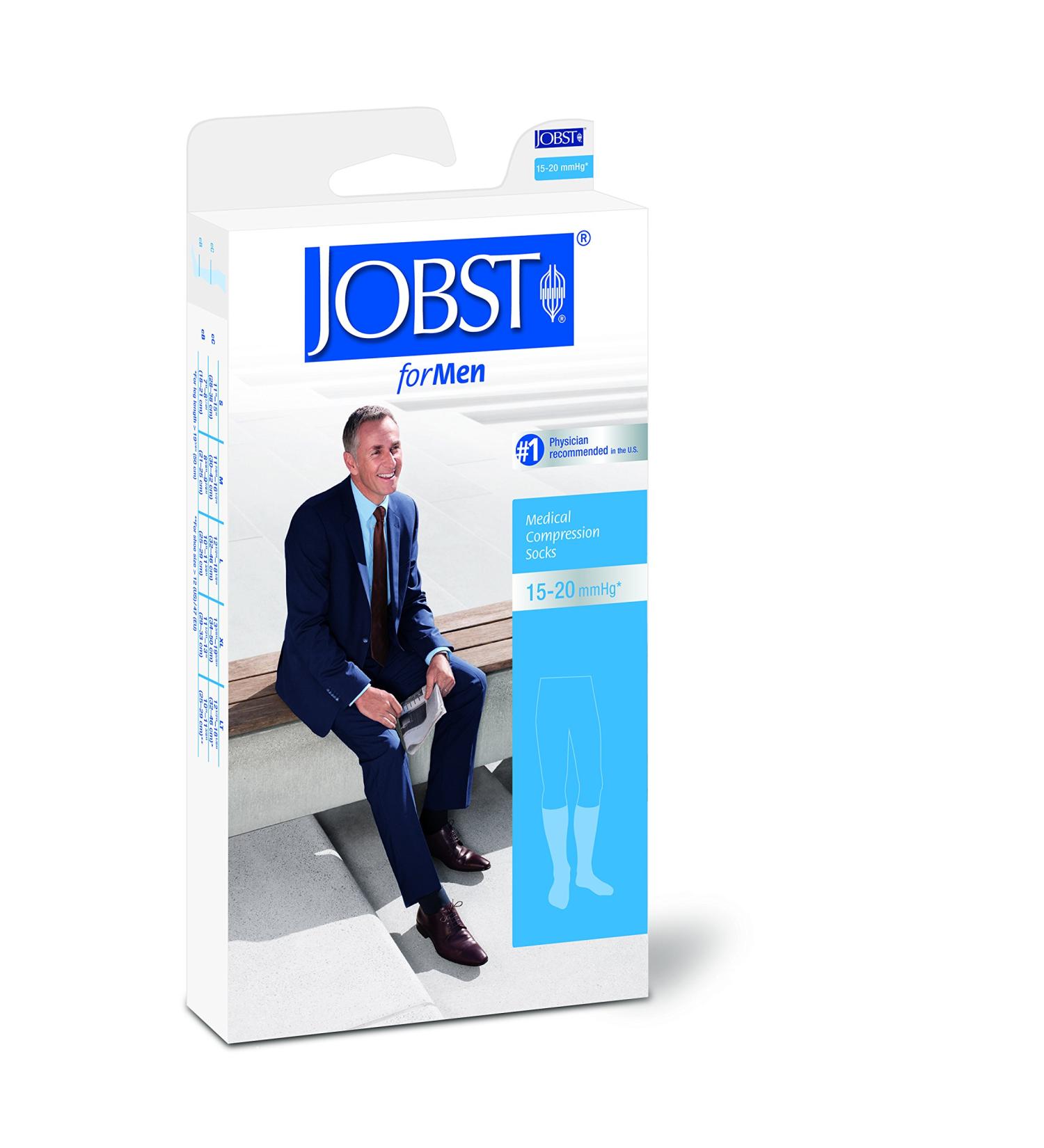 Buy BSN Medical Jobst Men's Knee High Casual Socks (15-20 mmHg) - Closed Toe Large Full Calf Black - International Shipping Available - Buy Online on GoSupps.com
