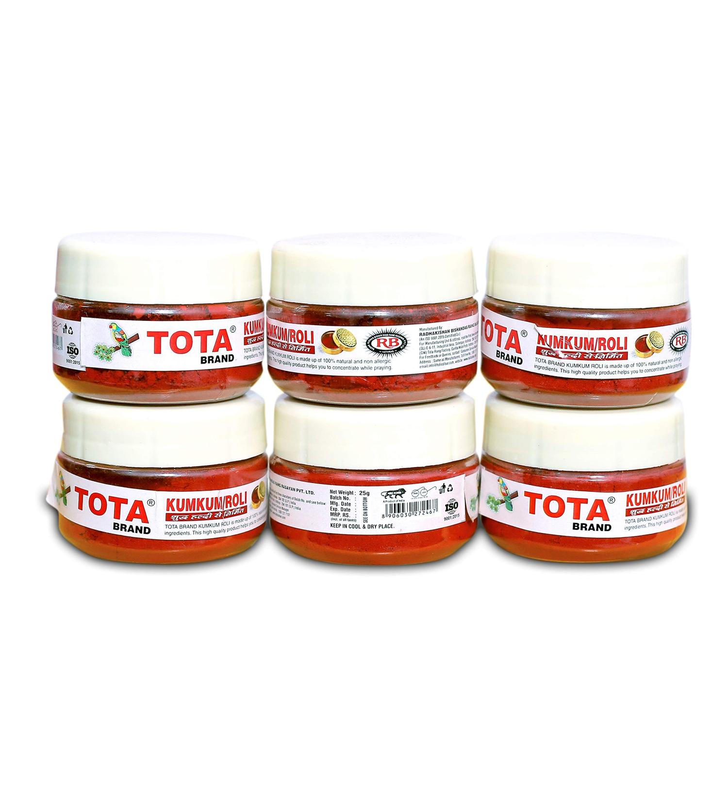 TOTA Kumkum Roli pour Puja et Tilak (150 gm) 100% pur curcuma Lot de 6 (25 g 6) Couleur - Rouge - Buy Online on GoSupps.com